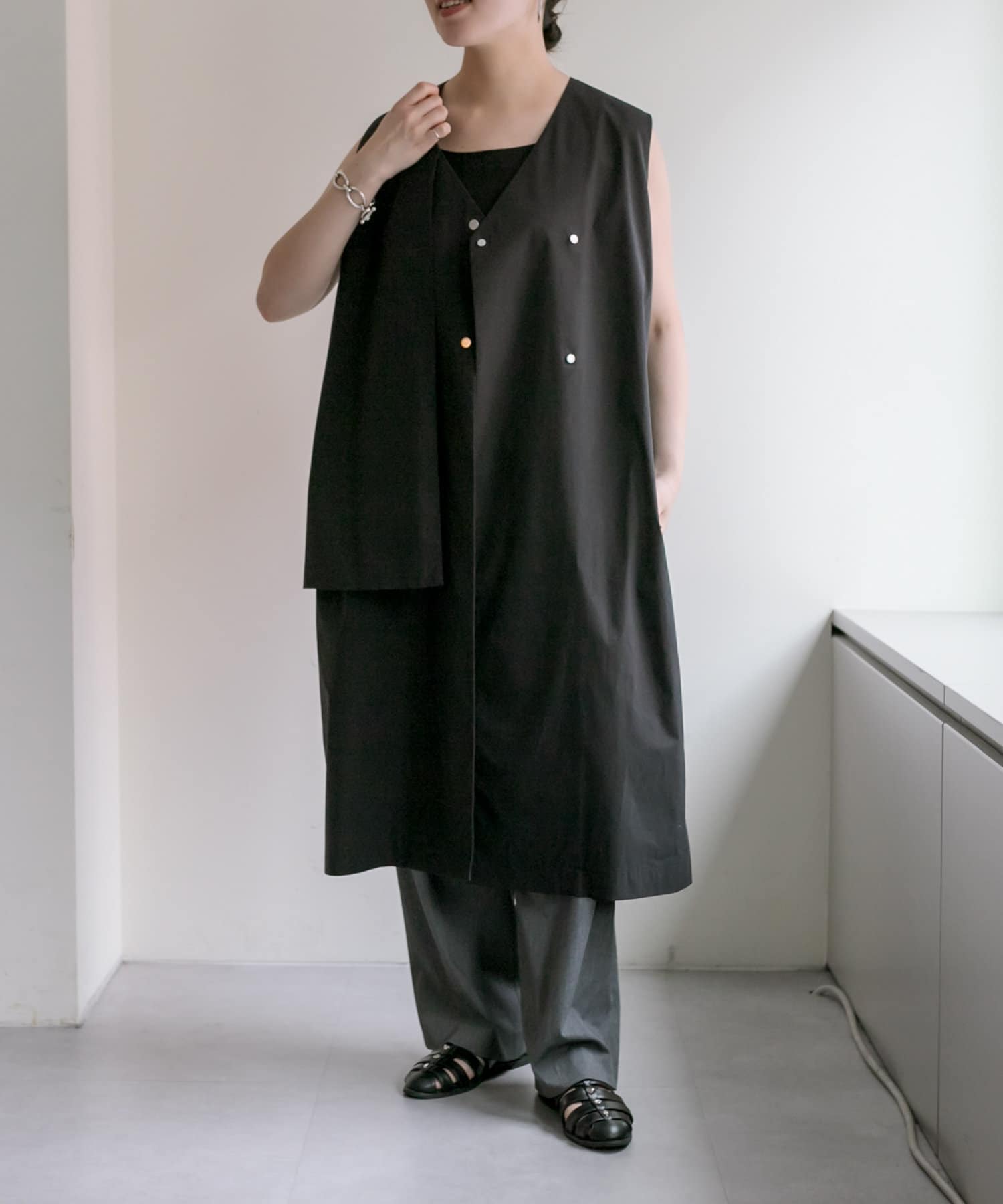 手洗い可》アシメロングベスト【SUM1 STYLE(アシメロングベスト 