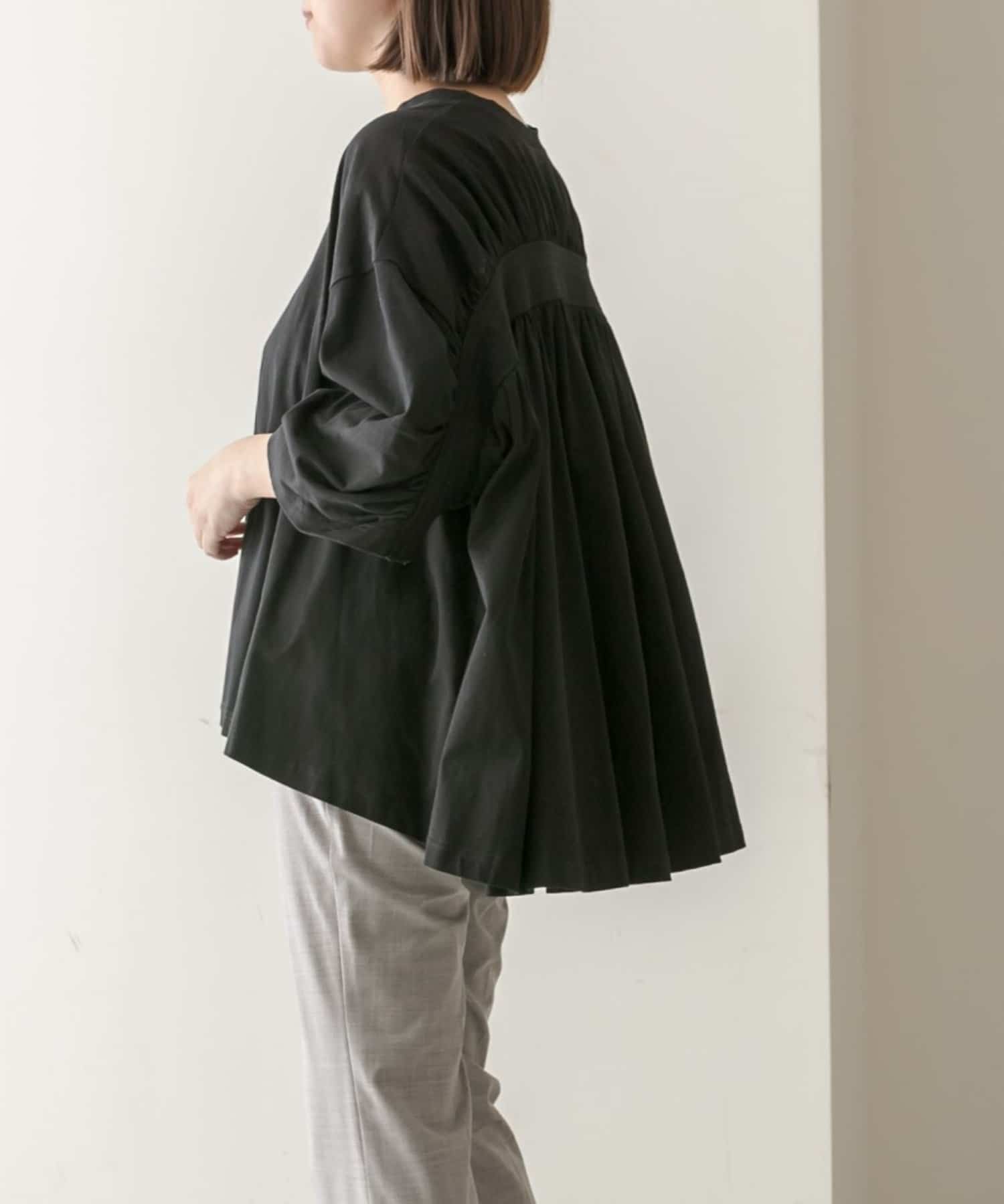 ear PAPILLONNER】ギャザー七分袖Tシャツ【SUM1 STYLE