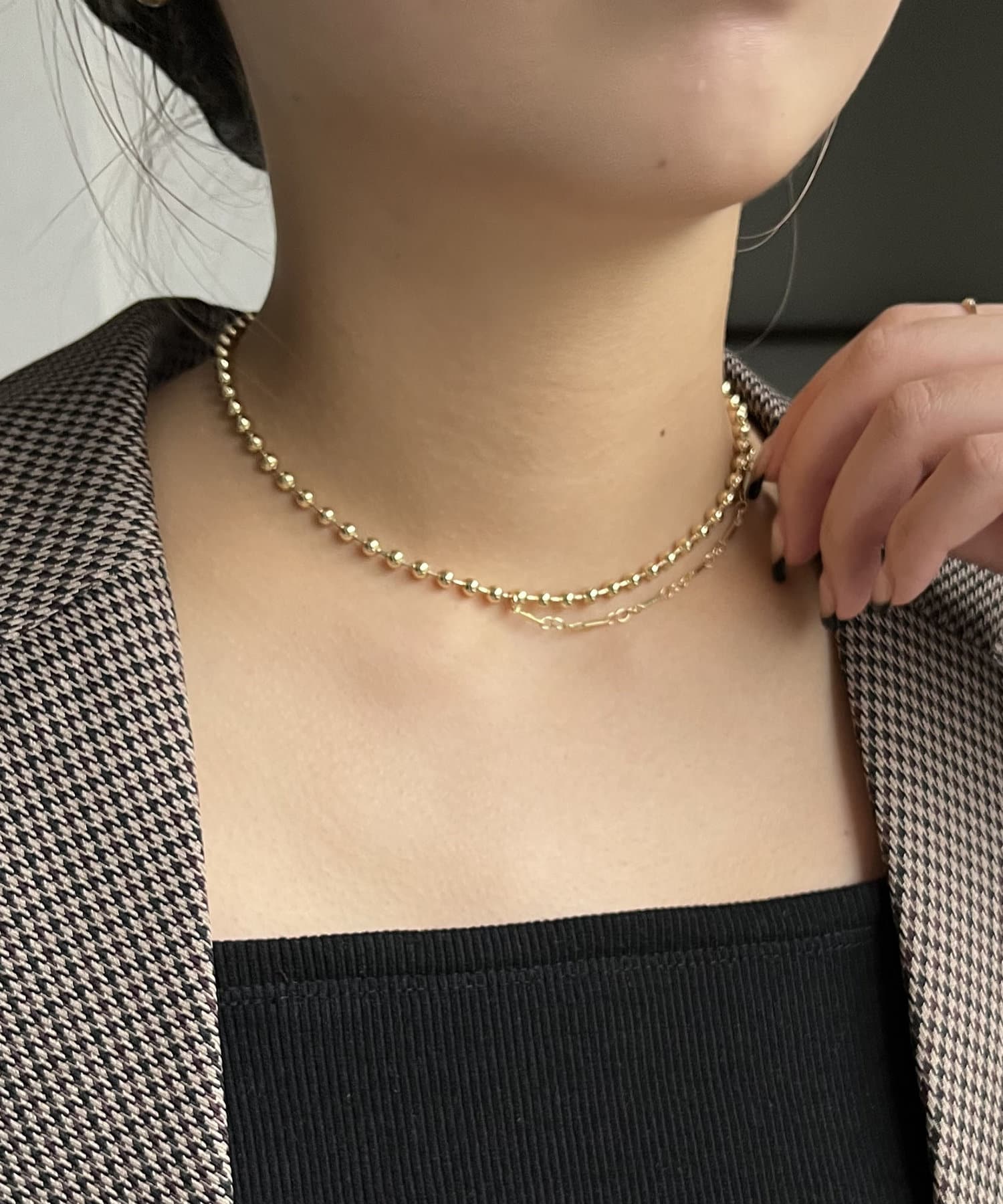 フランス発 ☆LaCoqueFrancaise☆ Gia レジンチェーン: Beige ローズゴールド フランクリン チェーン – Trax Tokyo