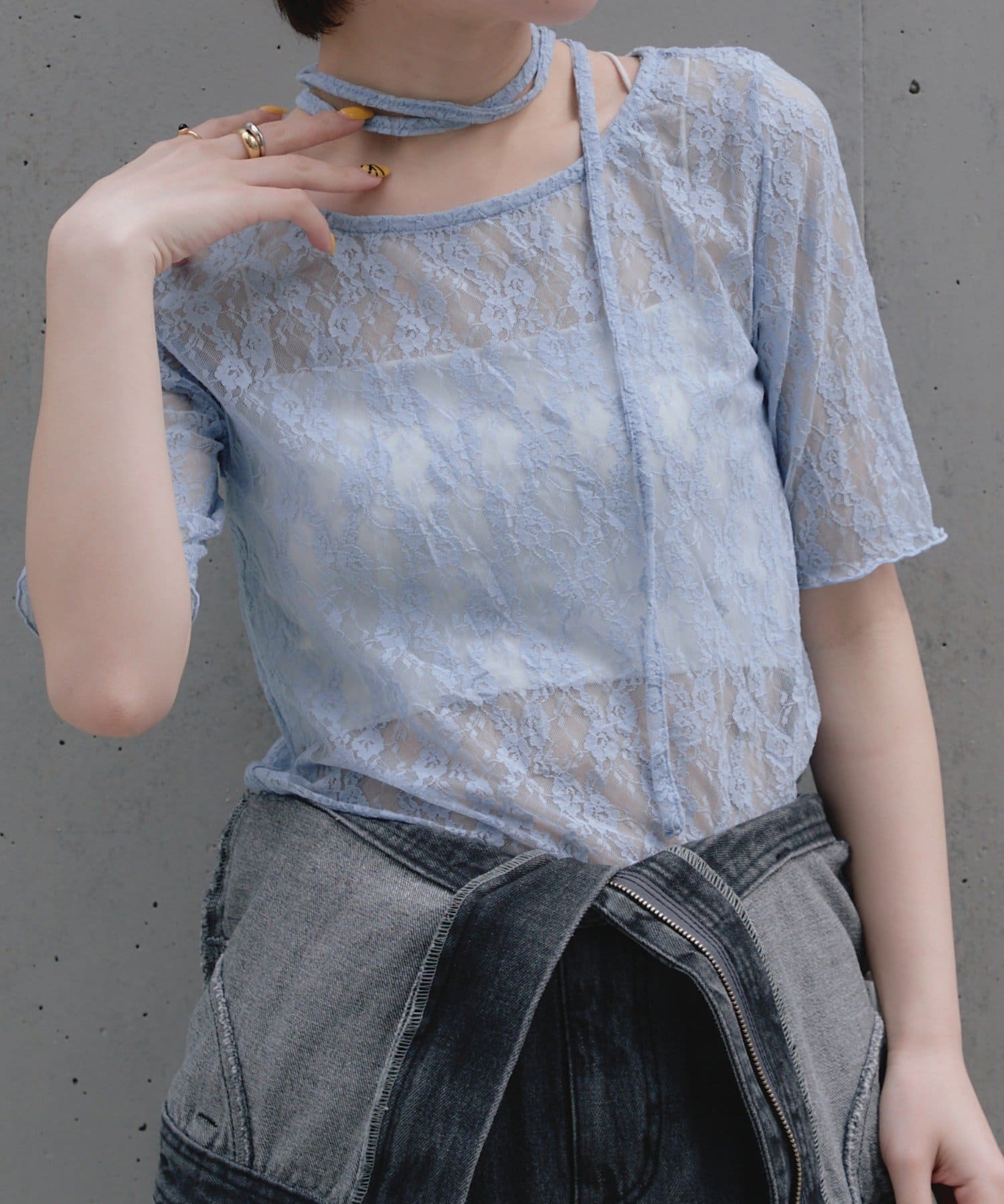 OUTLET(アウトレット) 【RAY CASSIN】レースチョーカーTシャツ