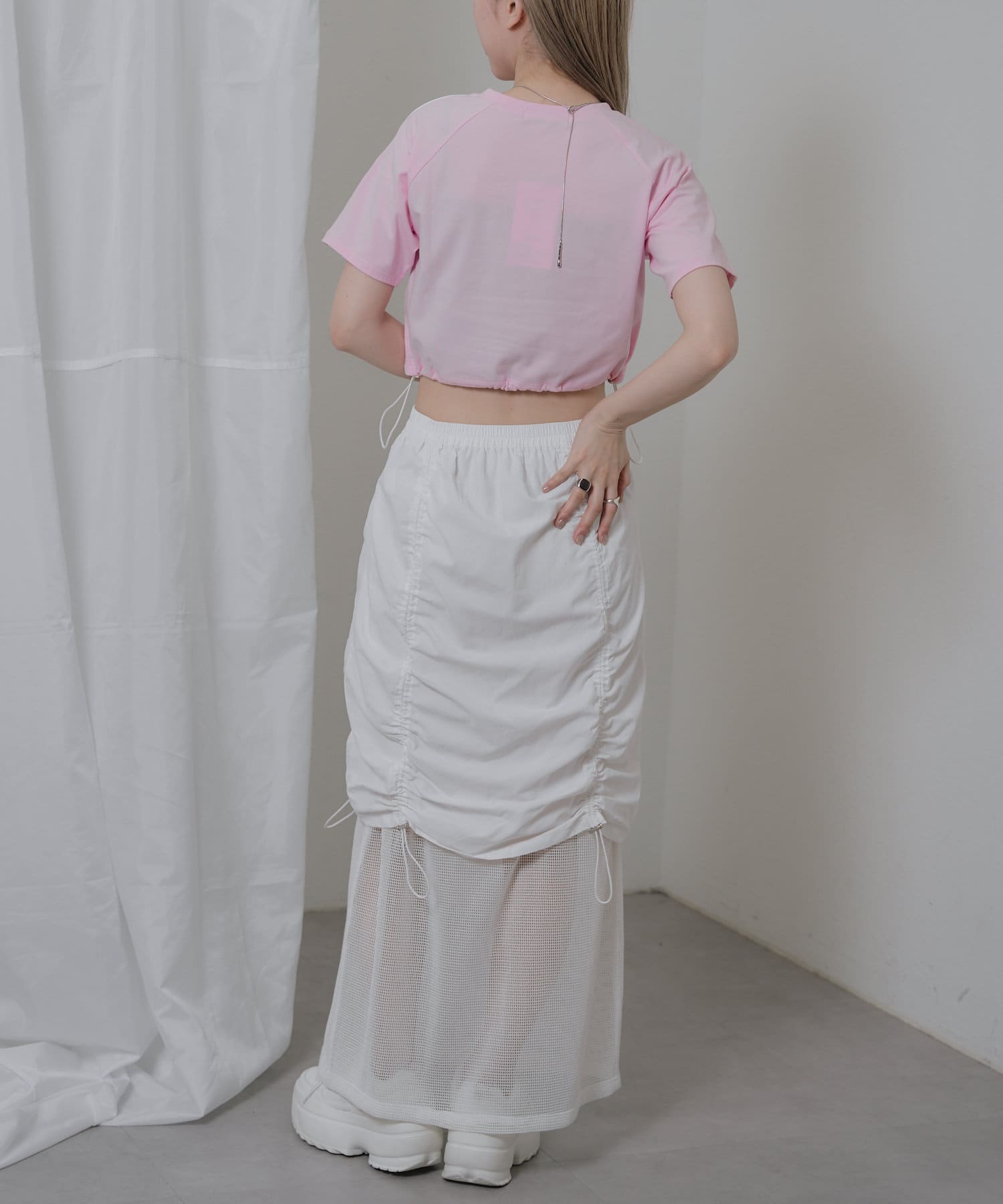 OUTLET(アウトレット) 【RAY CASSIN】ドロストメッシュ切り替えTシャツ