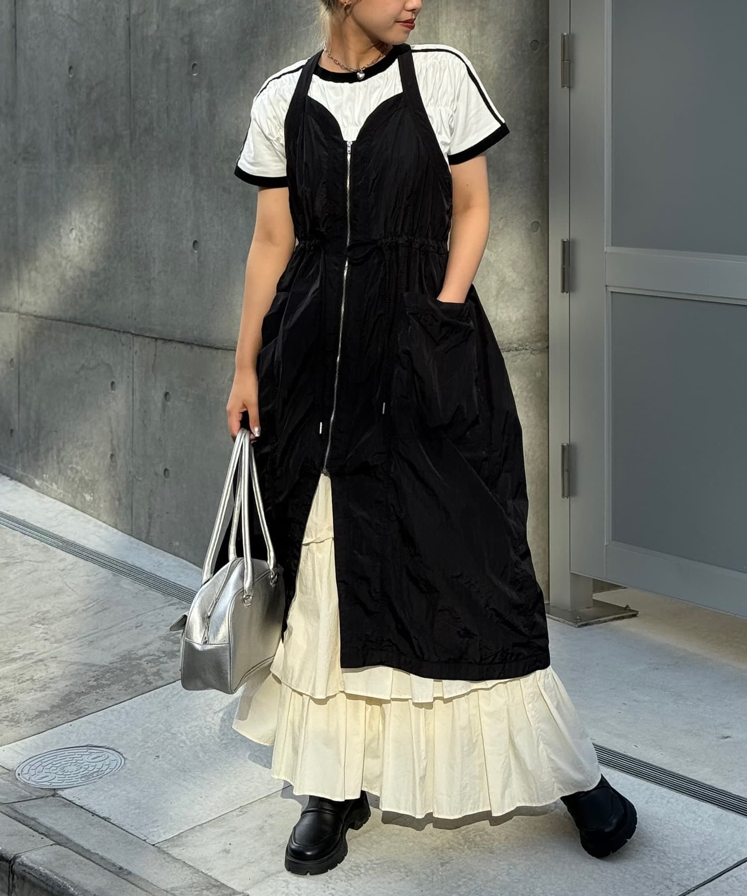 Ciaopanic】フロントジップナイロンベストワンピース | OUTLET