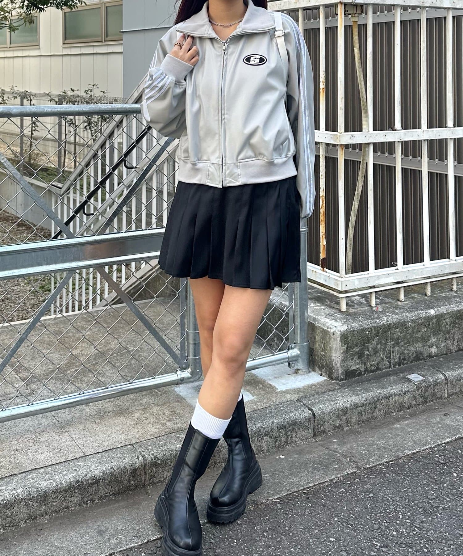【SLOPPY】Sロゴフェイクレザースタンドカラーブルゾン SLOPPY】Sロゴフェイクレザースタンドカラーブルゾン SLOPPY】S