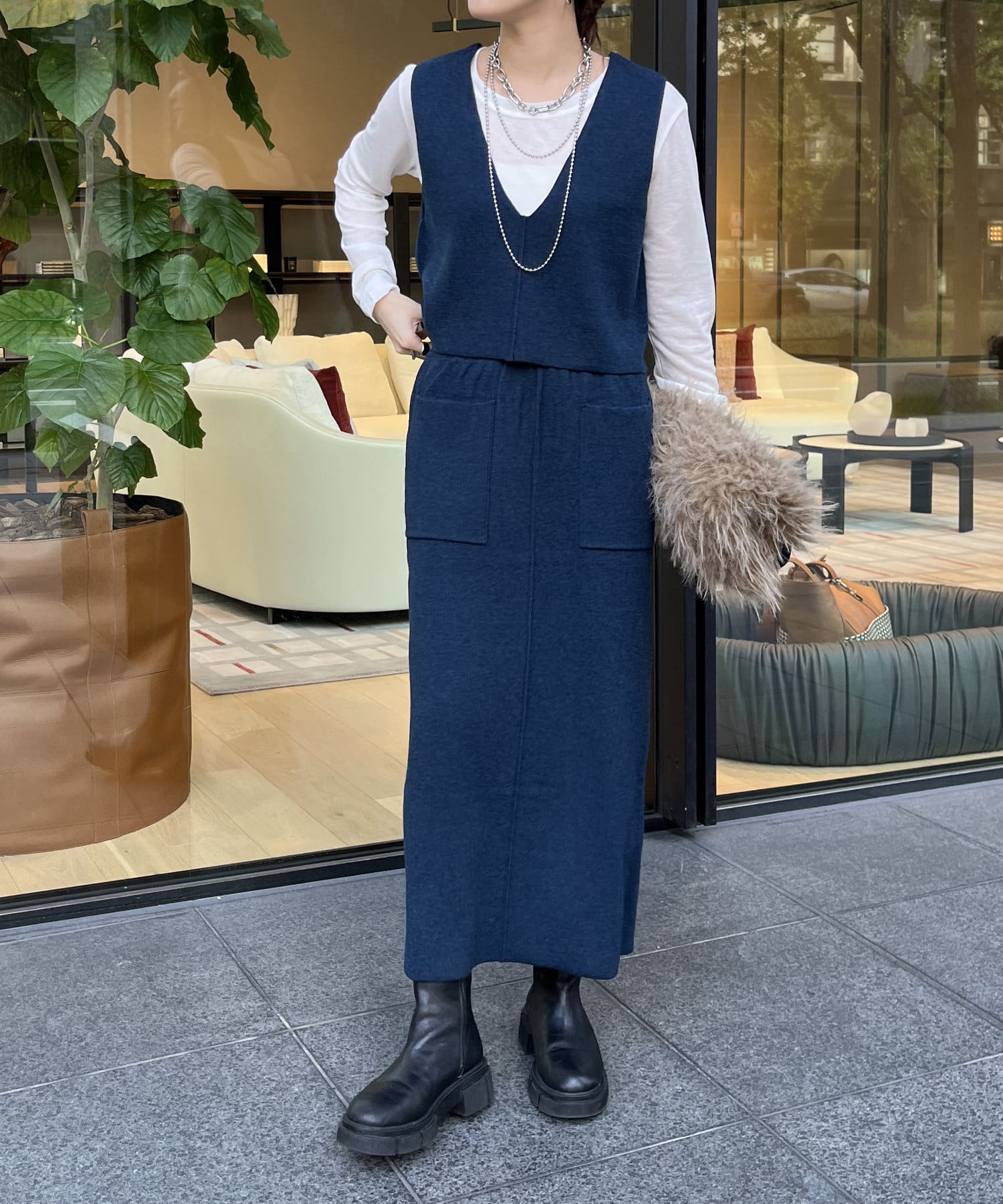 WEB限定】ニットベスト＋スカートセット | DOUDOU(ドゥドゥ)レディース