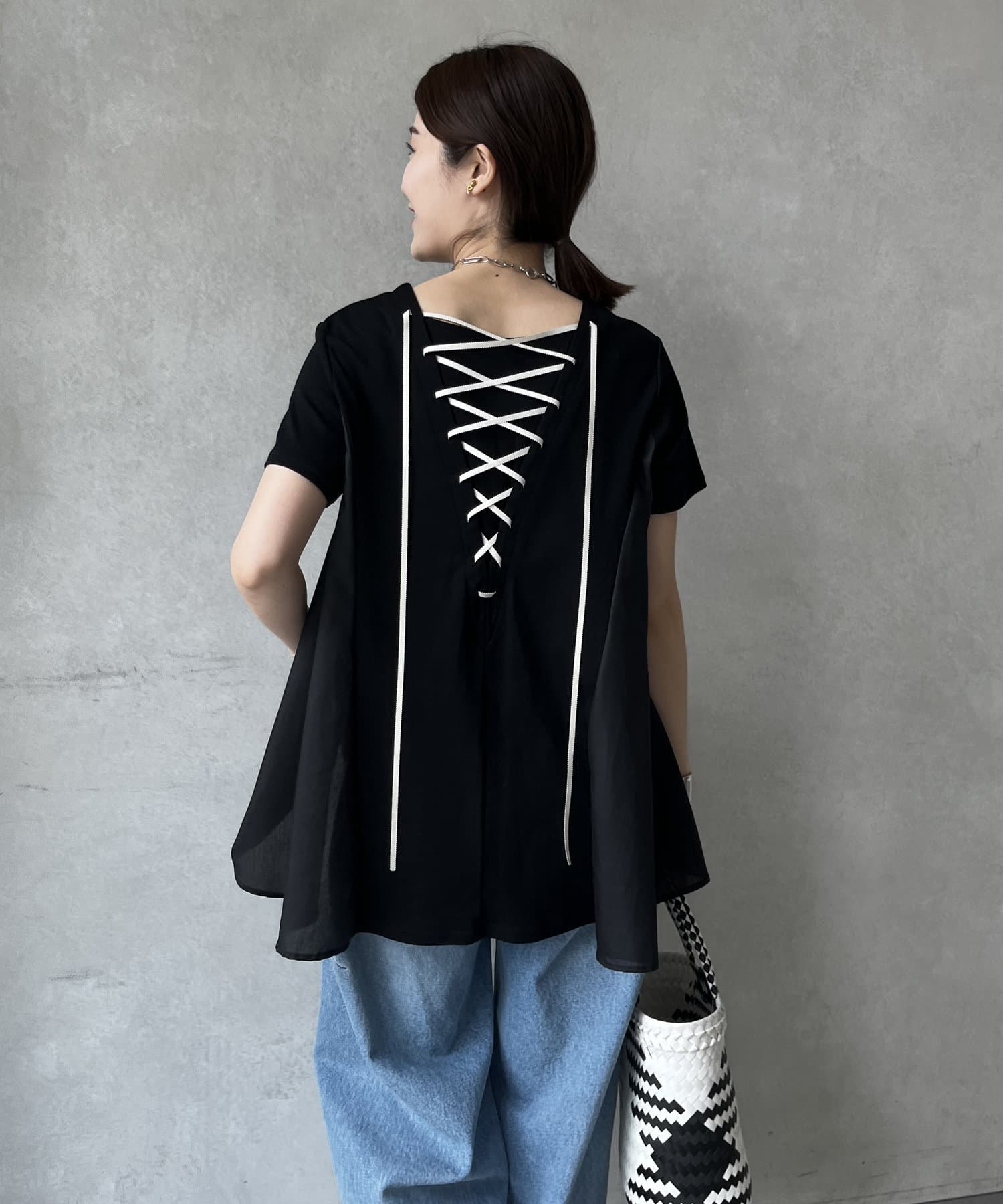 DOUDOU(ドゥドゥ) 【WEB限定】 バックレースアップトップス