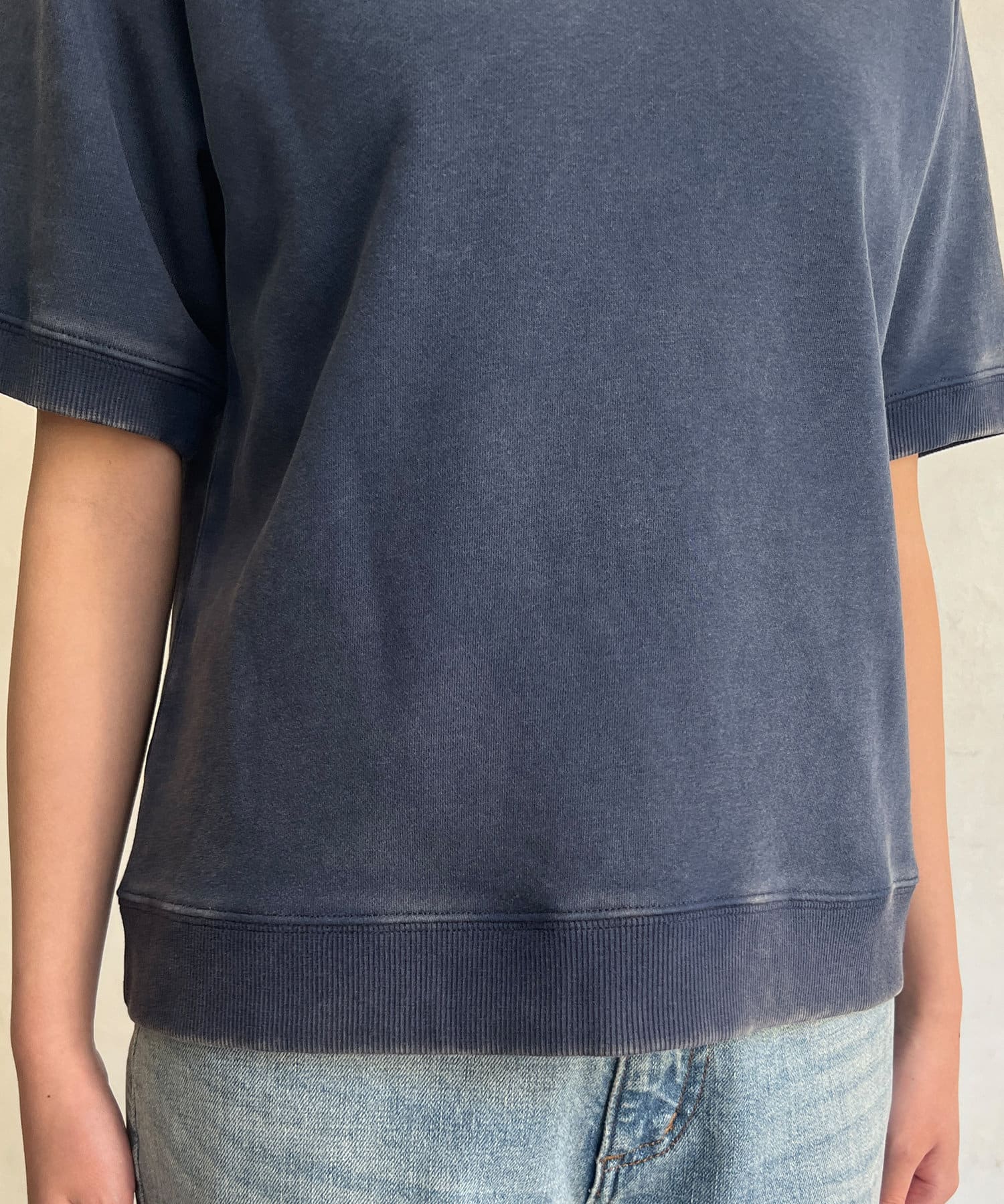 Chez toi(シェトワ) フロスト加工裏毛ラグラン半袖プルオーバー