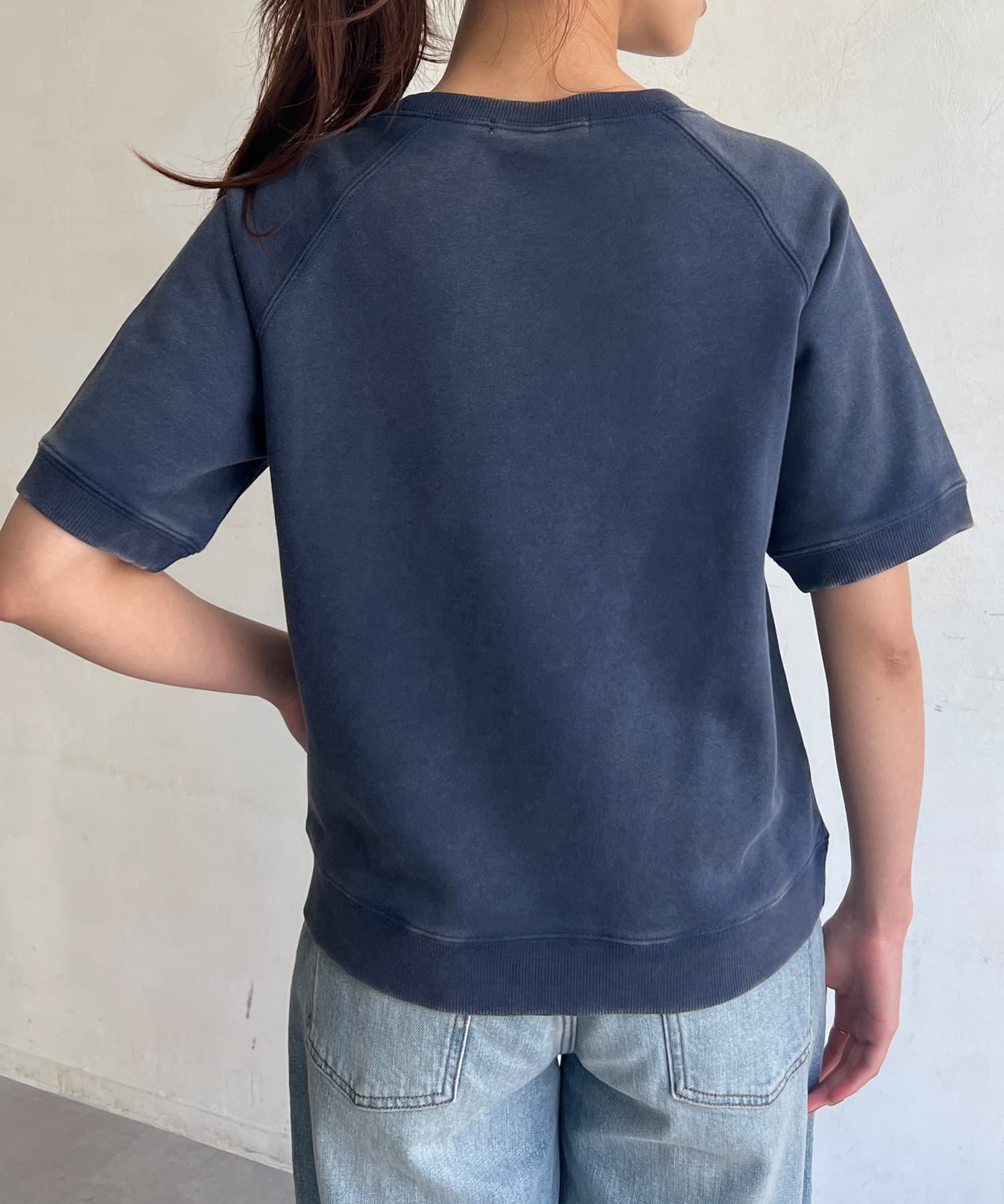 Chez toi(シェトワ) フロスト加工裏毛ラグラン半袖プルオーバー