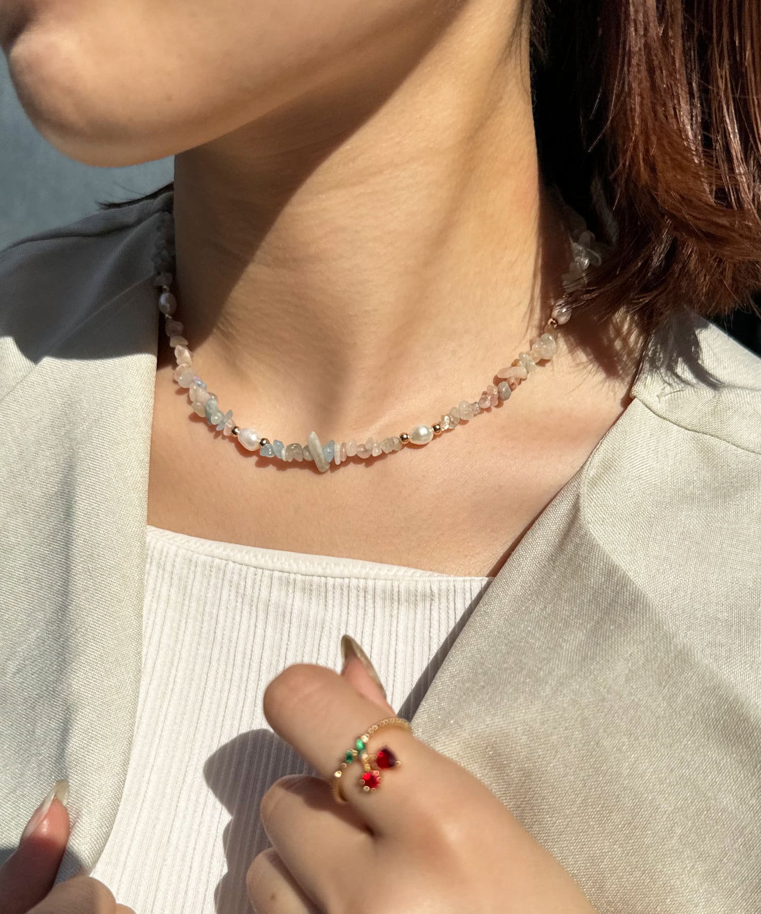 ☆天然石☆おまとめ☆P ブレス セレナイトMIX＜モロッコ産＞ 丸 約10mm 精霊 月の女神