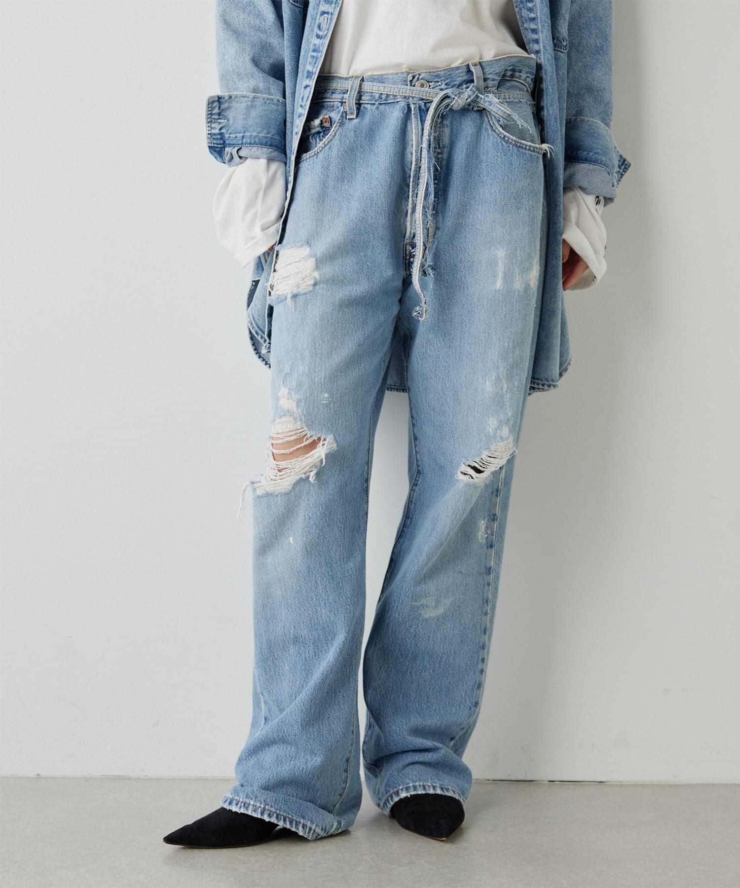 Whim Gazette(ウィム ガゼット) 【15th Anniversary】【Jeanie Blue】RIPPED JEANS