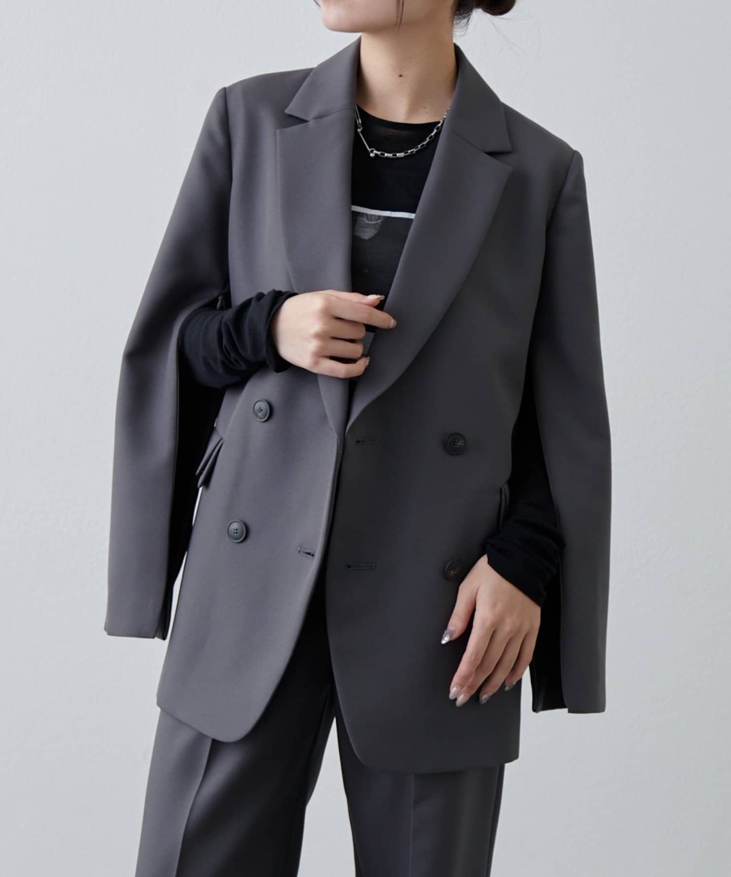 Lui's(ルイス) 【 オケージョン◎ 】2WAYスリーブストレッチツイルオーバーダブルジャケット