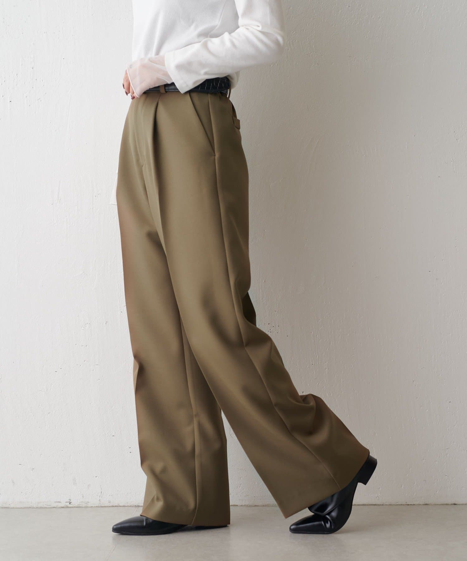 【epa】twill wide pants ツイルワイドパンツS ベージュ Y's BORN PRODUCT] COTTON TWILL WIDE PANTS(XS Khaki): Y's