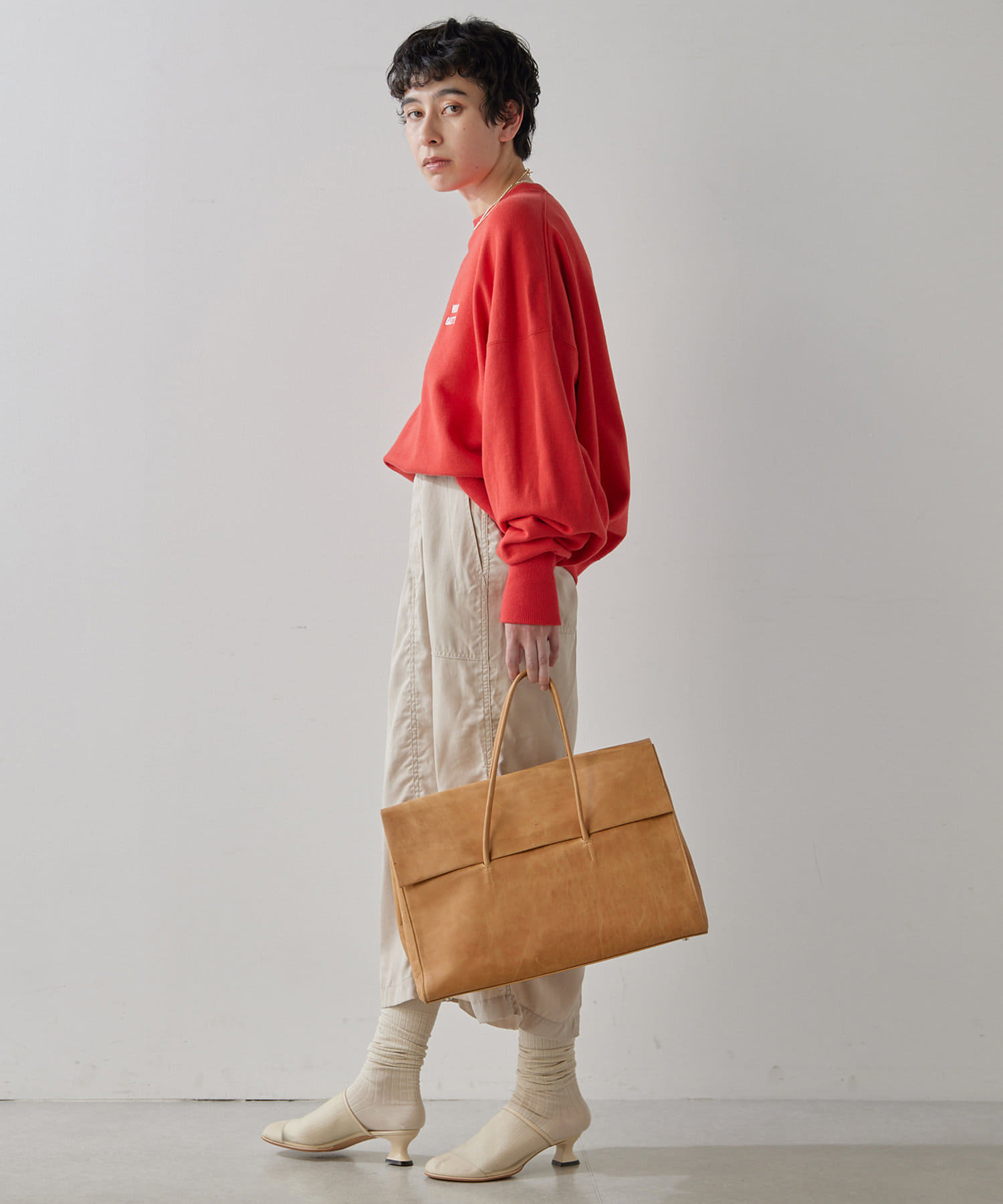 Whim Gazette(ウィム ガゼット) 【Hoaw.】ヴィンテージ加工フラップボストンバッグ