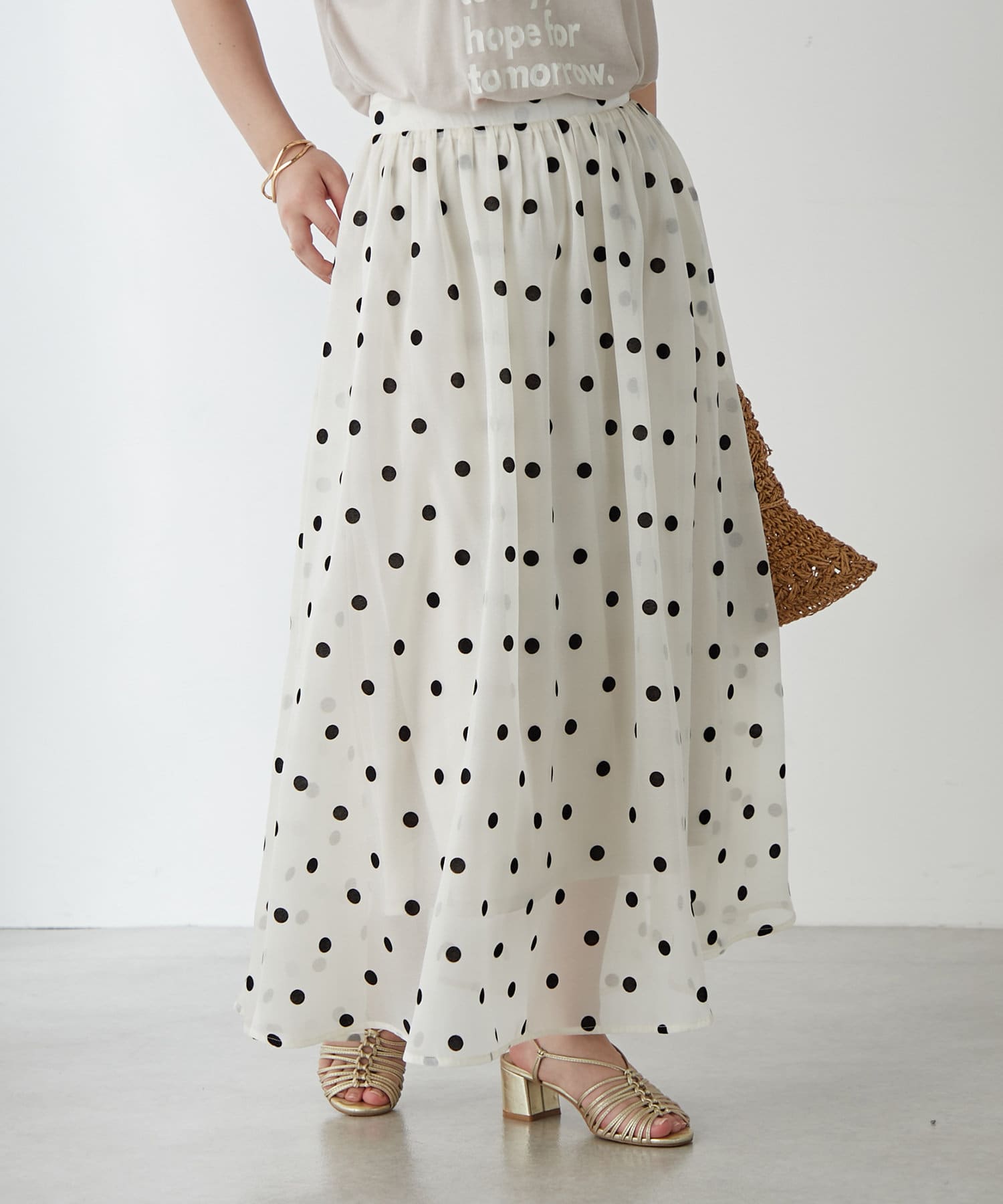 ELLIE ドットフレアスカート Ellie】ドット柄 フレアスカート