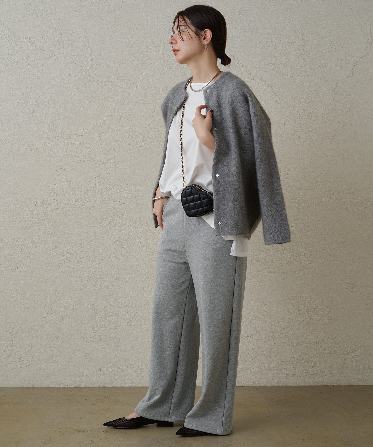 【タグ付き新品未使用】ラウンジドレス　接結ニットコート　グレー LOUNGEDRESS（ラウンジドレス）の「接結ニットコート（ノー