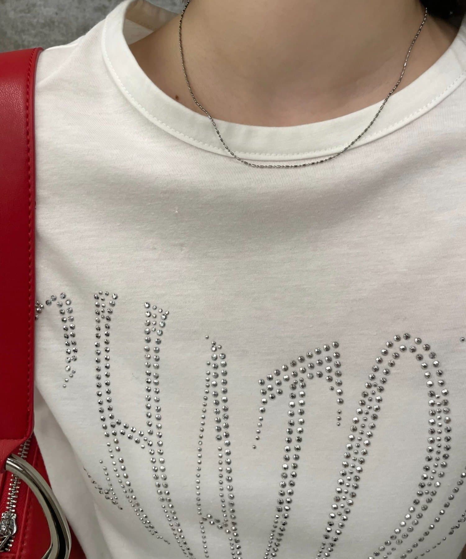 mline]ラインストーンTシャツ | mystic(ミスティック)レディース