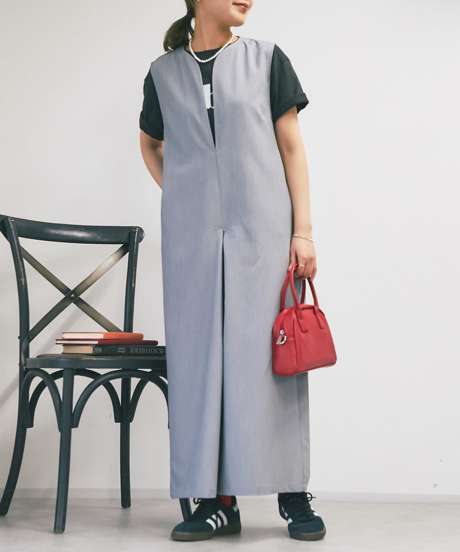 OUTLET(アウトレット) 【un dix cors】タックワイドサロペット