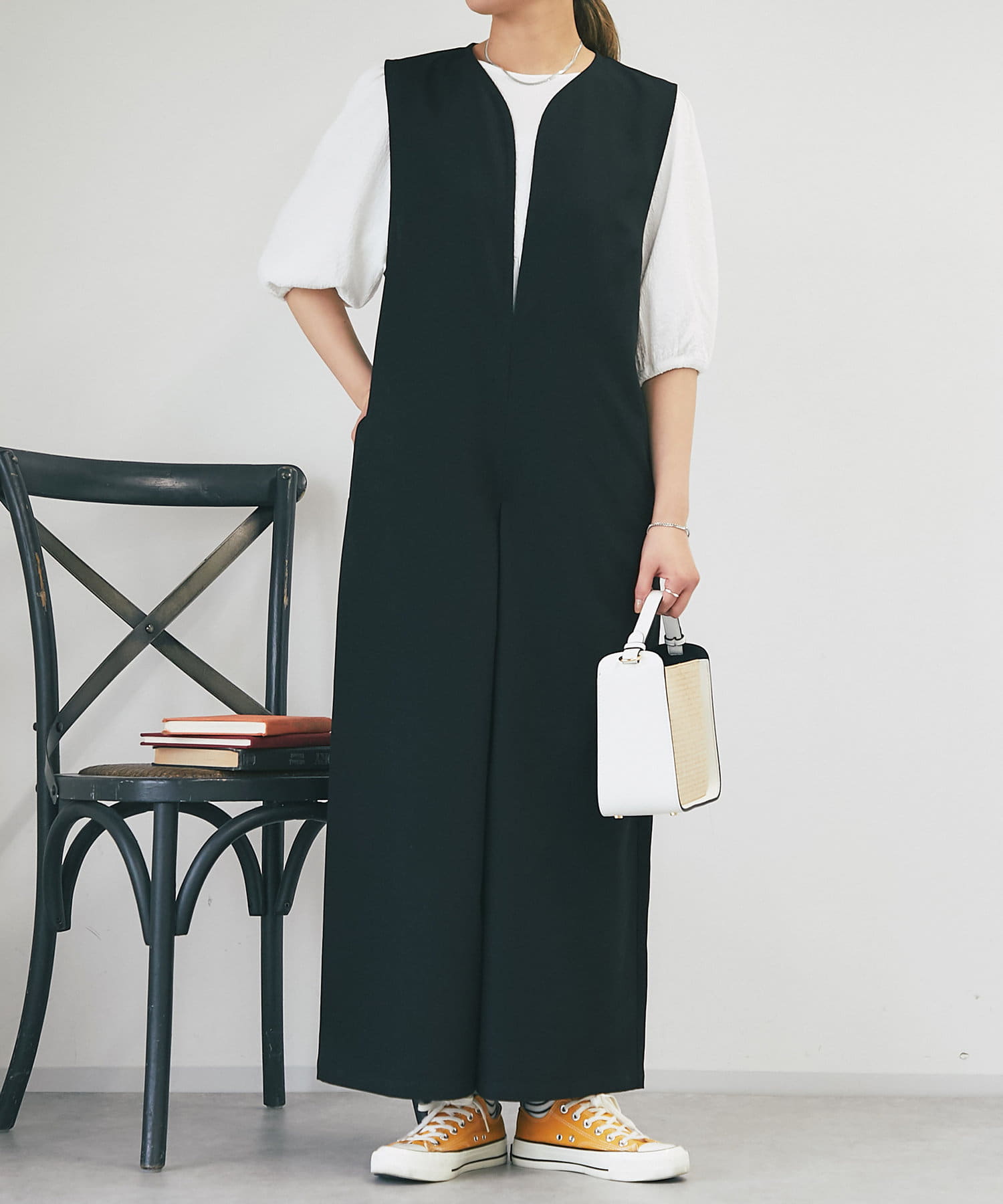 OUTLET(アウトレット) 【un dix cors】タックワイドサロペット