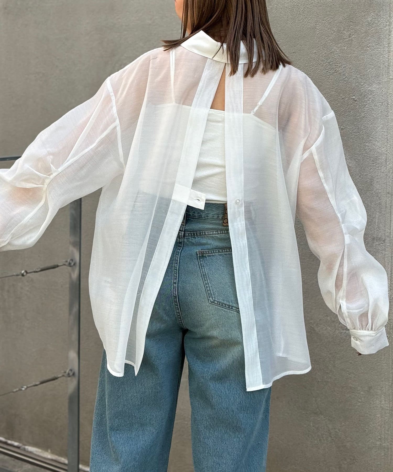 OUTLET(アウトレット) 【Ciaopanic】袖タックオーバーサイズシアーシャツ