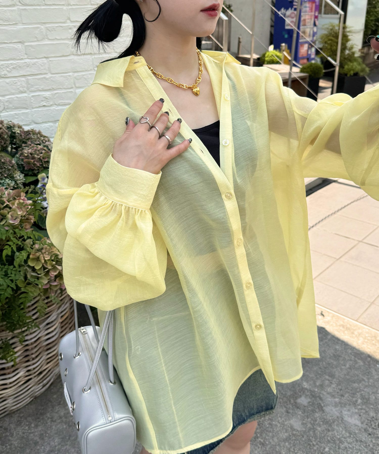 OUTLET(アウトレット) 【Ciaopanic】袖タックオーバーサイズシアーシャツ