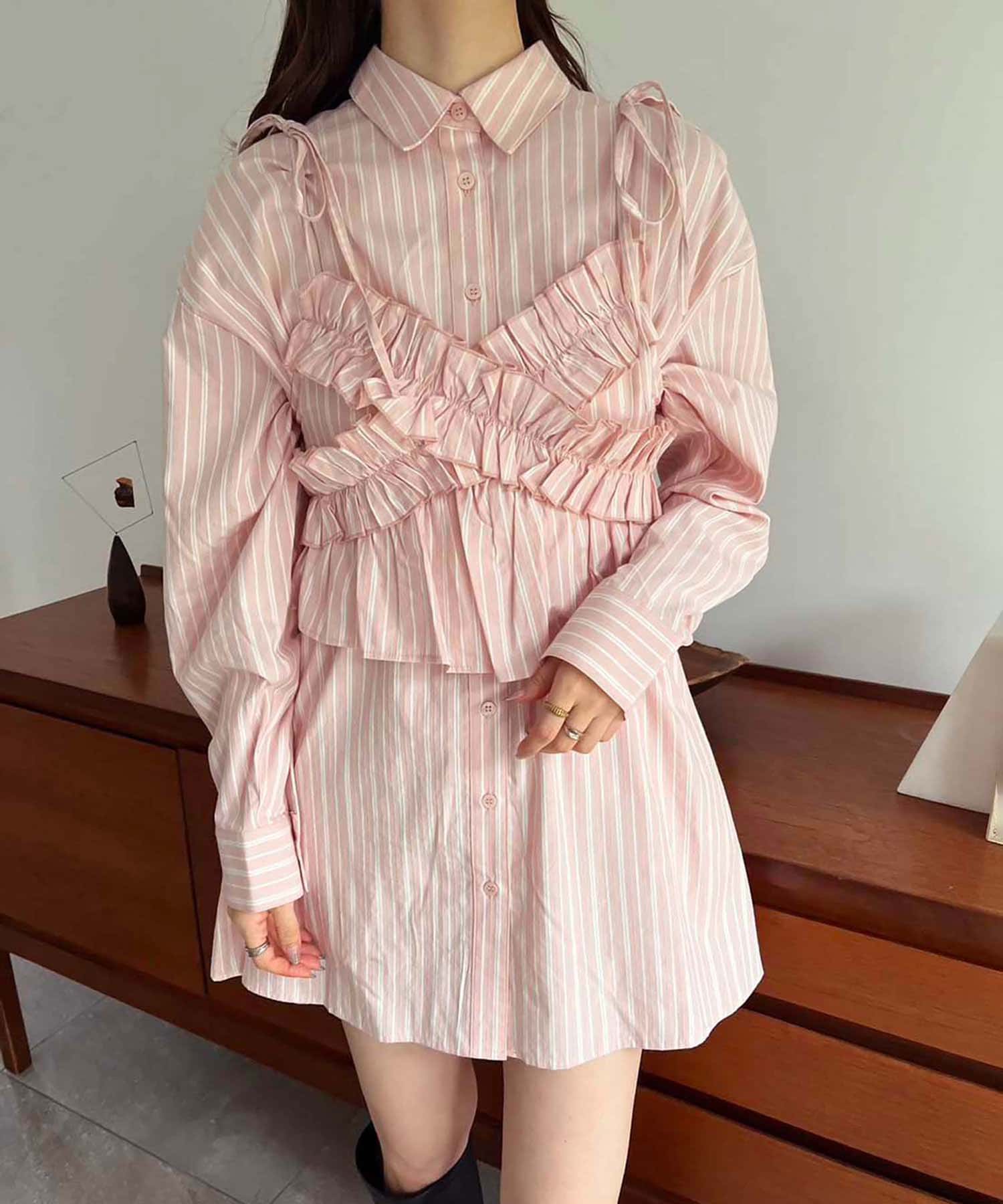 NICE CLAUP / OLIVE des OLIVE OUTLET(ナイスクラップ  / オリーブ デ オリーブ アウトレット) 【one after another】ビスチェセットシャツ