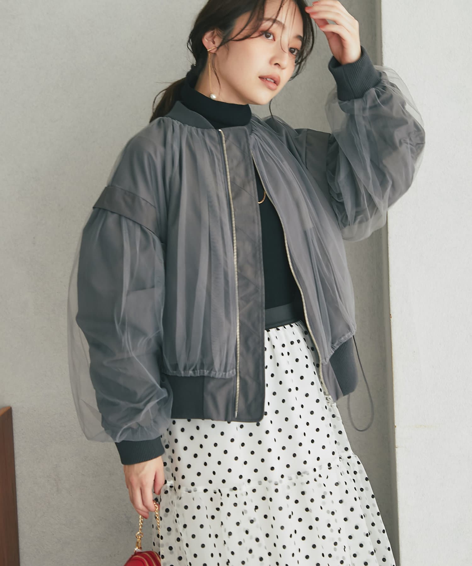 ラブティックボンボン クロップドエコレザーブルゾン ロングシーズン活躍・羽織りやすい】クロップドエコレザー