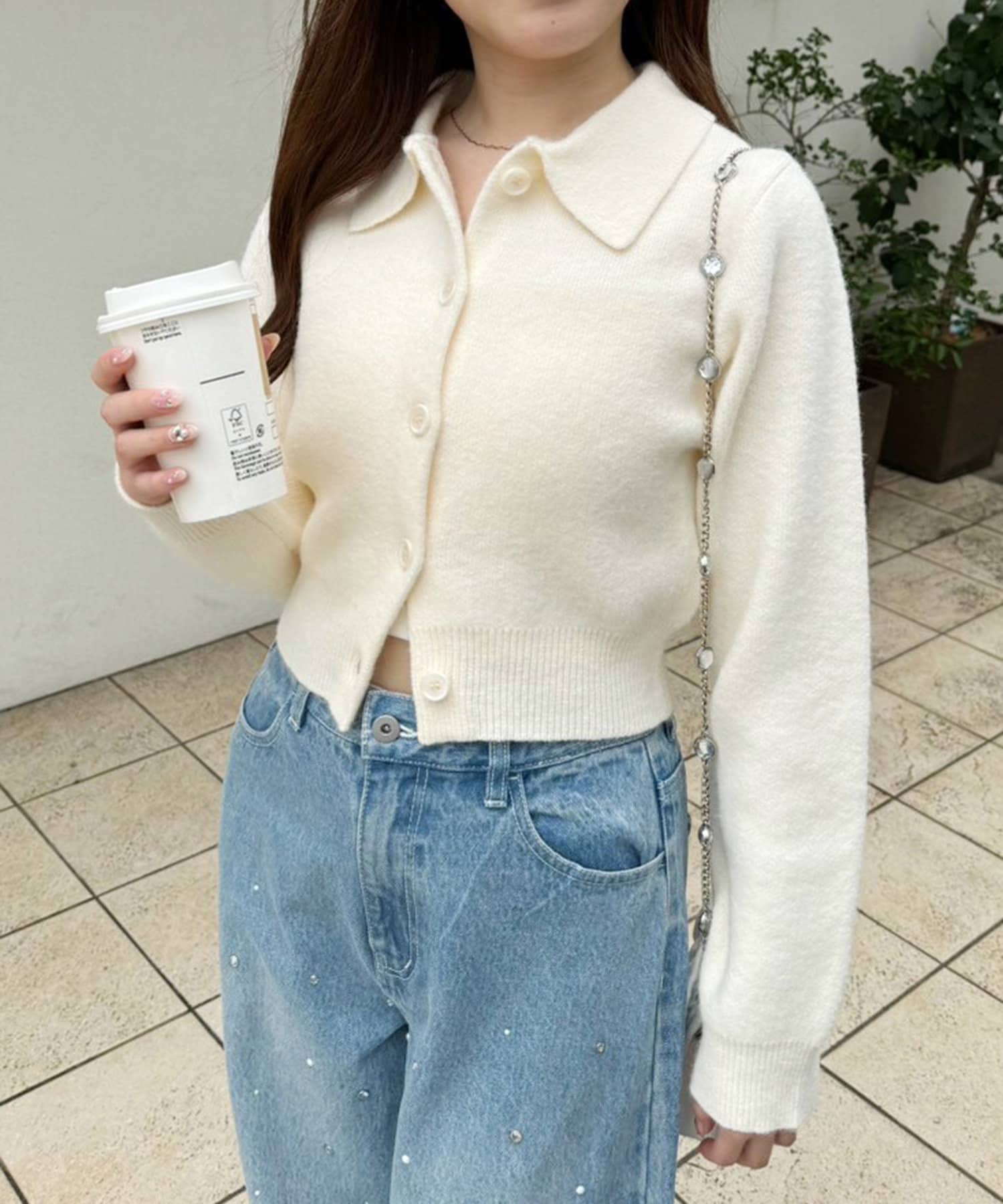 ポロ襟ニットカーディガン | one after another NICE CLAUP(ワン  