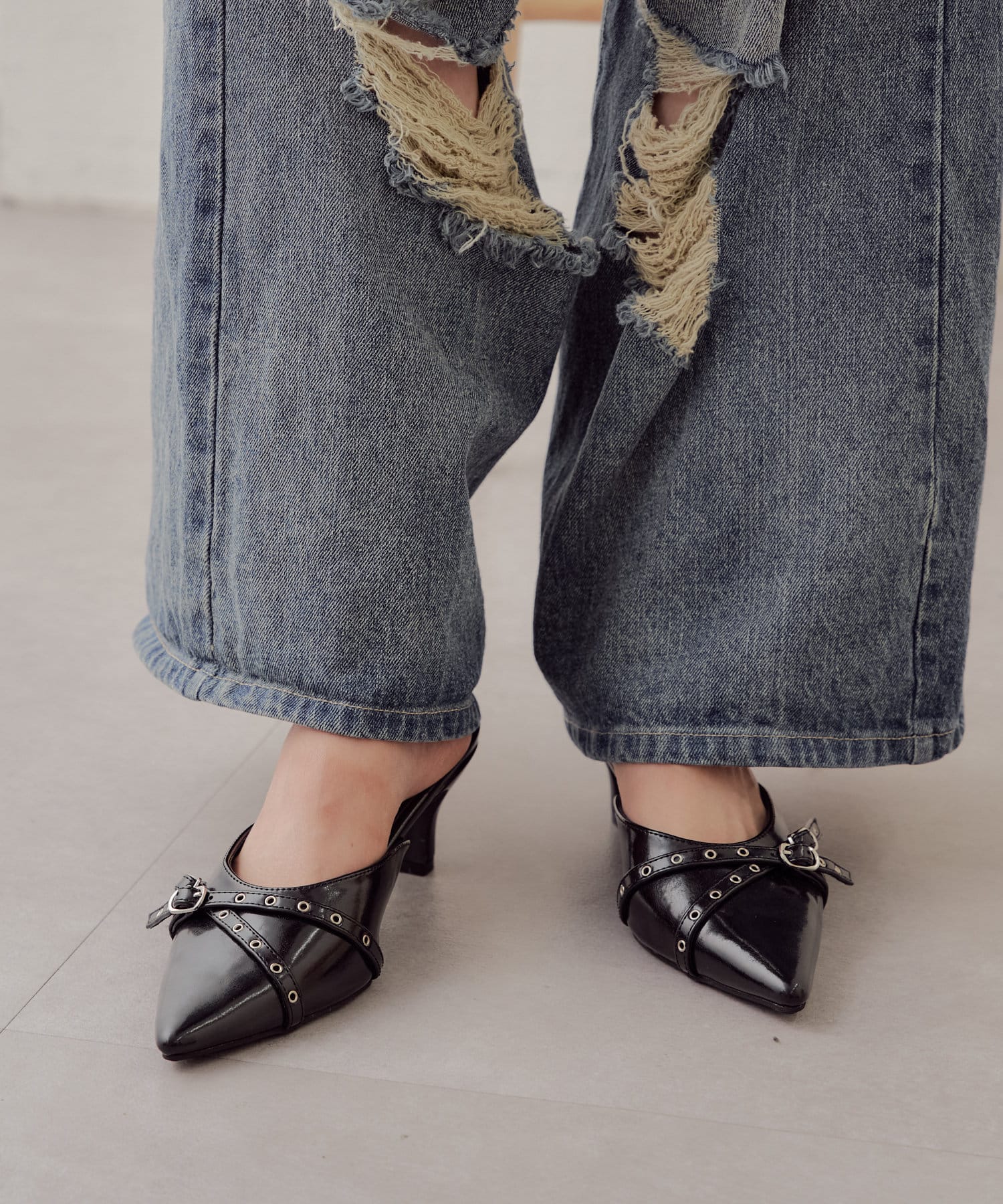 chico バイカラーレースアップミュール バイカラーレースアップ