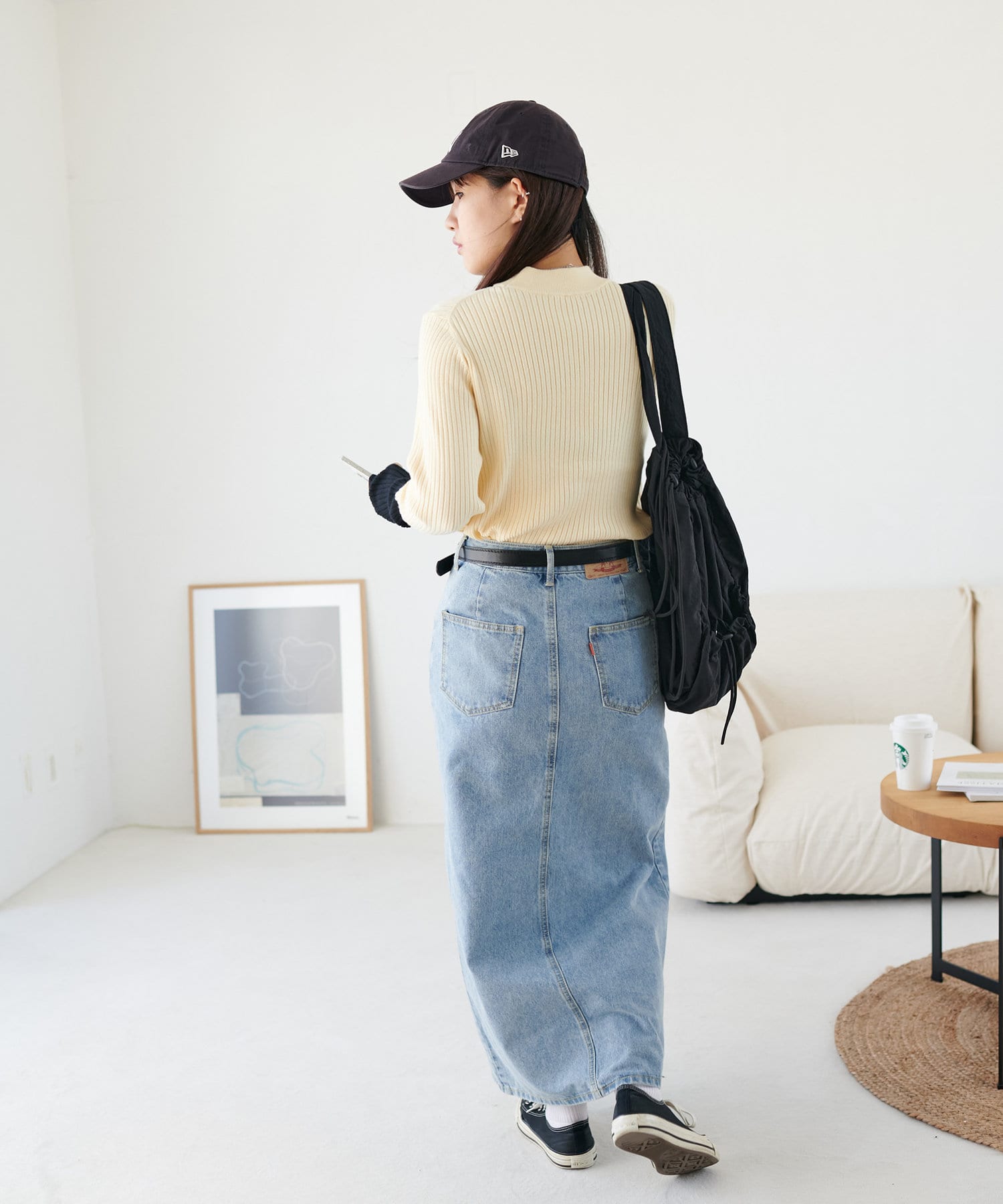 DISCOAT(ディスコート) 【春まで使える♪/15色展開/推し活にも◎】モチモチリブ袖配色ハイネック《WEB限定カラーあり》