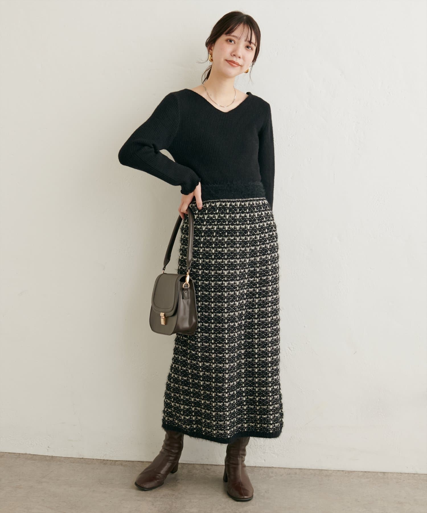 natural couture(ナチュラルクチュール) 裏シャギー2WAYリブニットプルオーバー