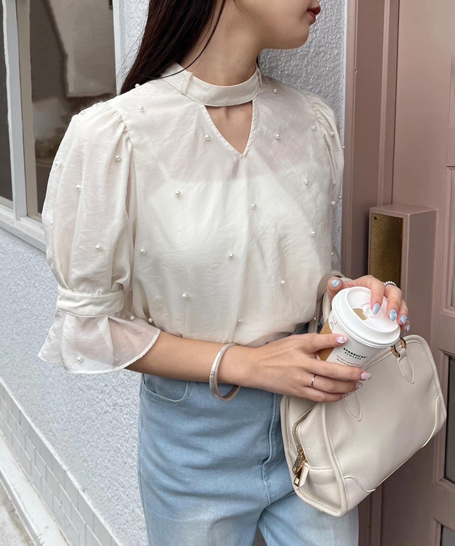 one after another】【定番人気】ボウタイブラウス/五分袖 | NICE  