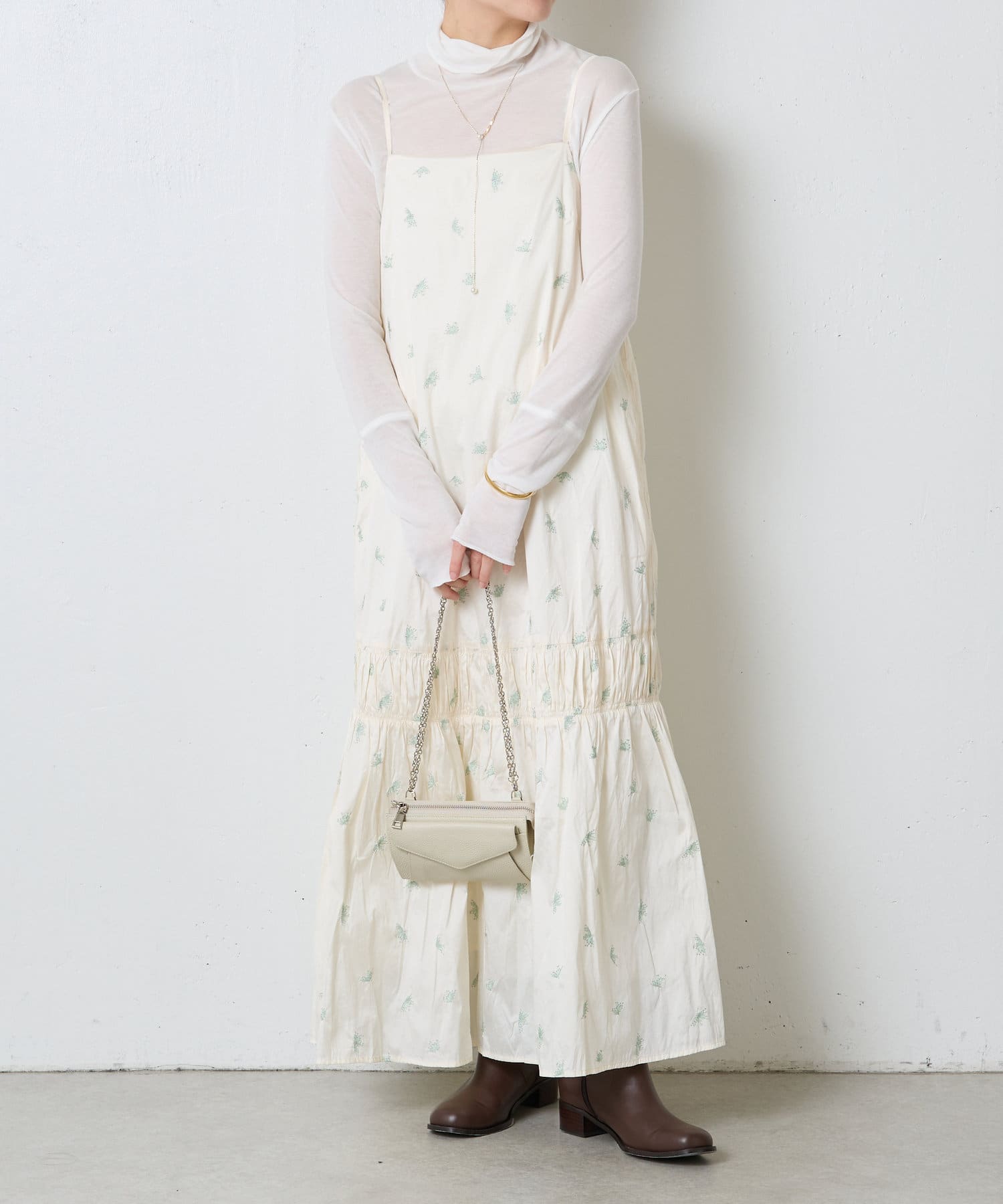 ヌキテパ　キャミワンピース Cotton Linen Foil Print Cami Dress | Pasand by ne Quittez pas