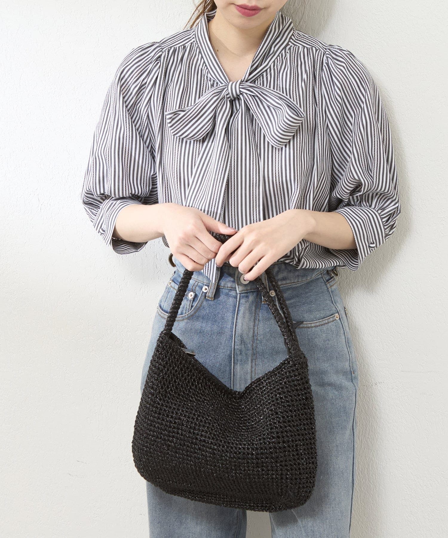 NICE CLAUP / OLIVE des OLIVE OUTLET(ナイスクラップ  / オリーブ デ オリーブ アウトレット) 【EVERY.VERY niceclaup】2wayハンドルメタリック編みトート
