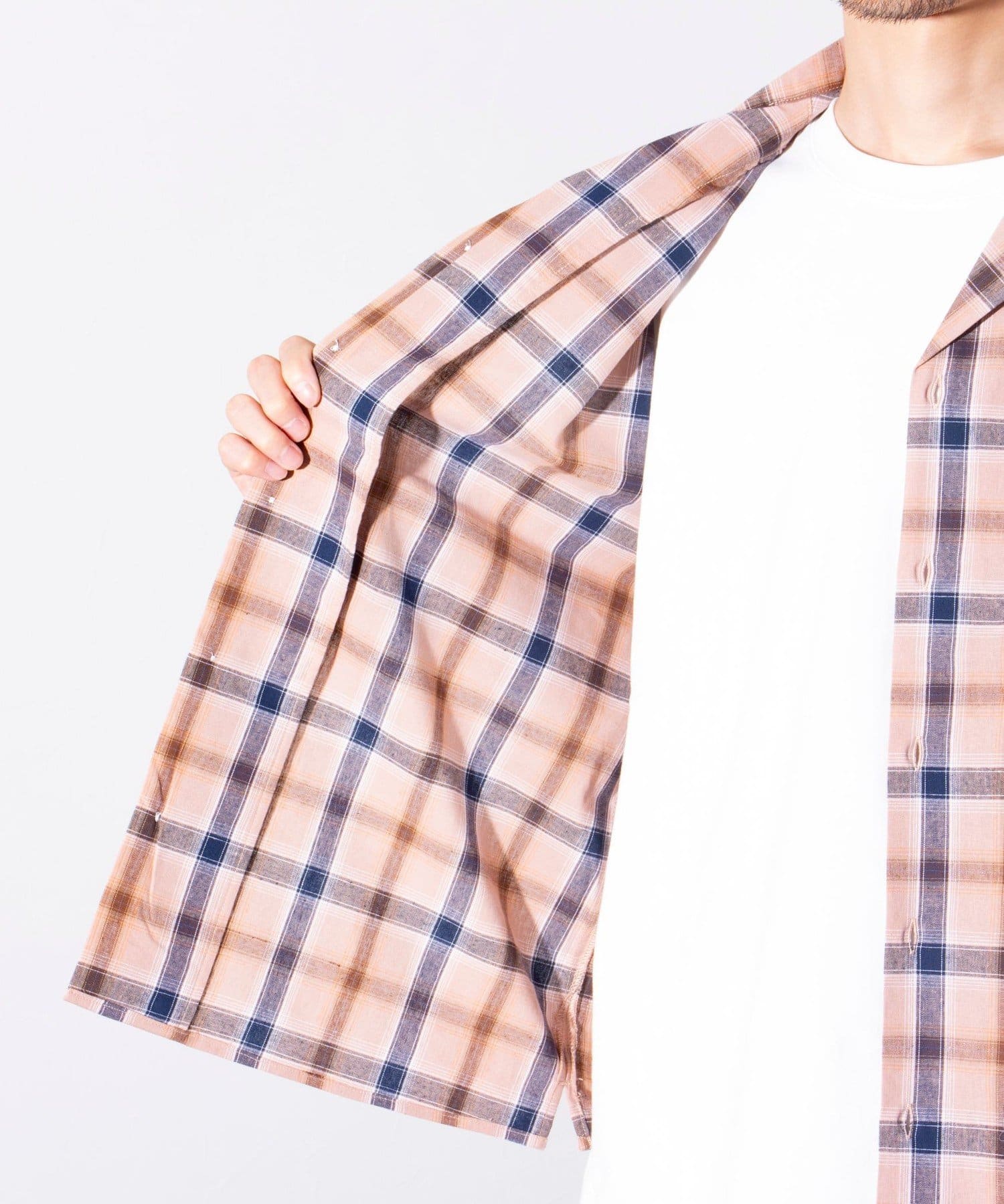 FREDY & GLOSTER(フレディ アンド グロスター) 【GLOSTER】マドラスチェック オープンカラー 半袖シャツ