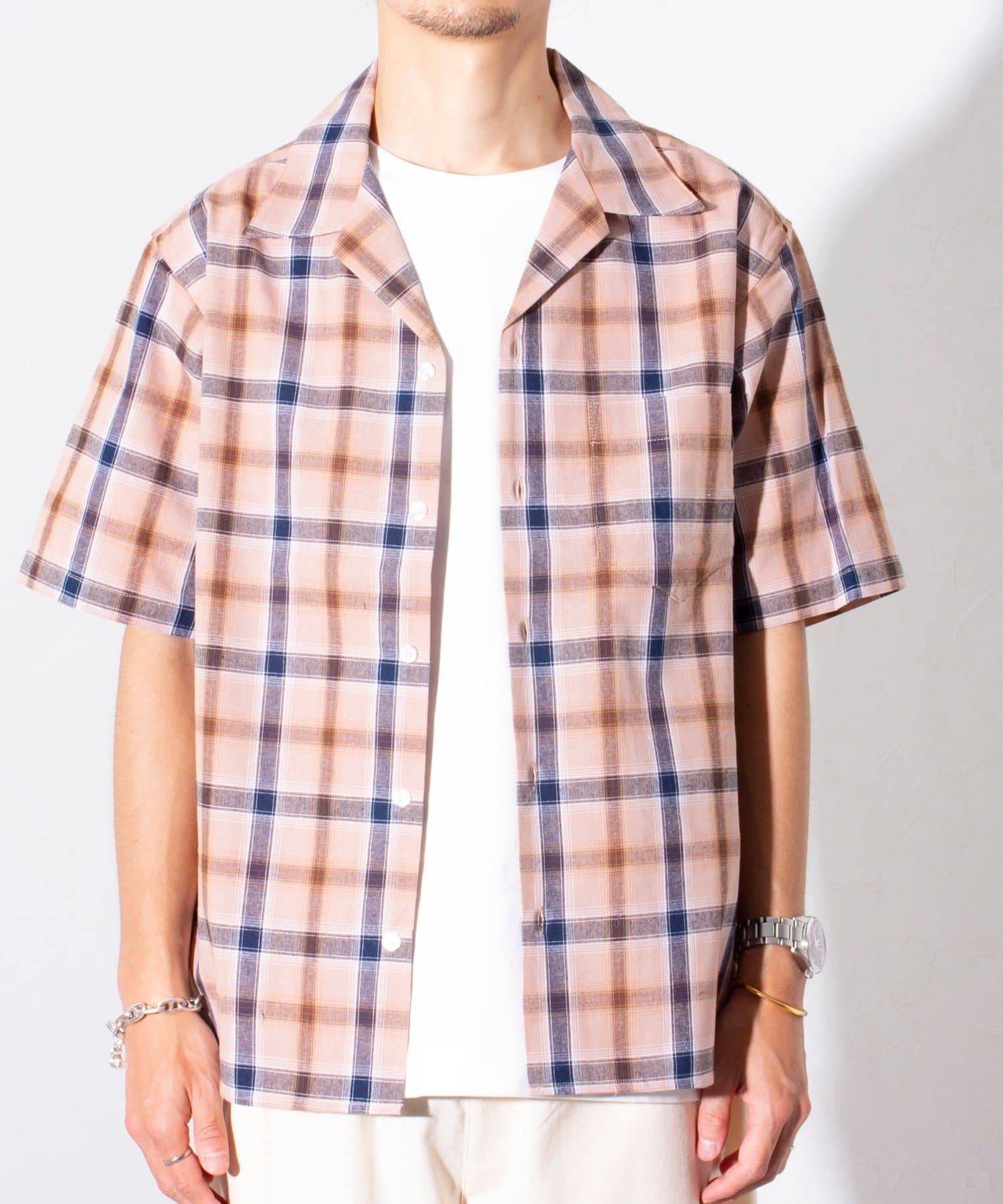 FREDY & GLOSTER(フレディ アンド グロスター) 【GLOSTER】マドラスチェック オープンカラー 半袖シャツ