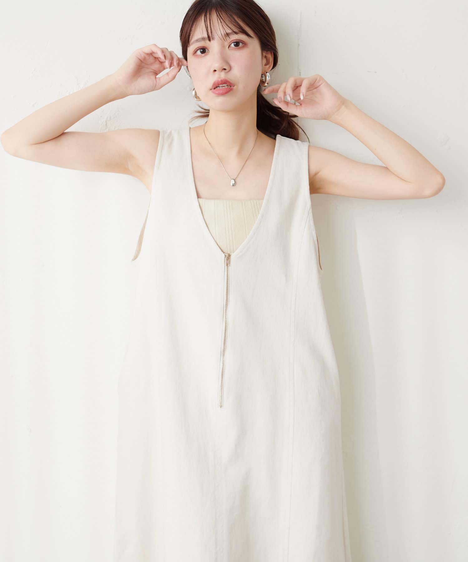 mamamo】フロントZIPストレッチジャンスカ | natural couture
