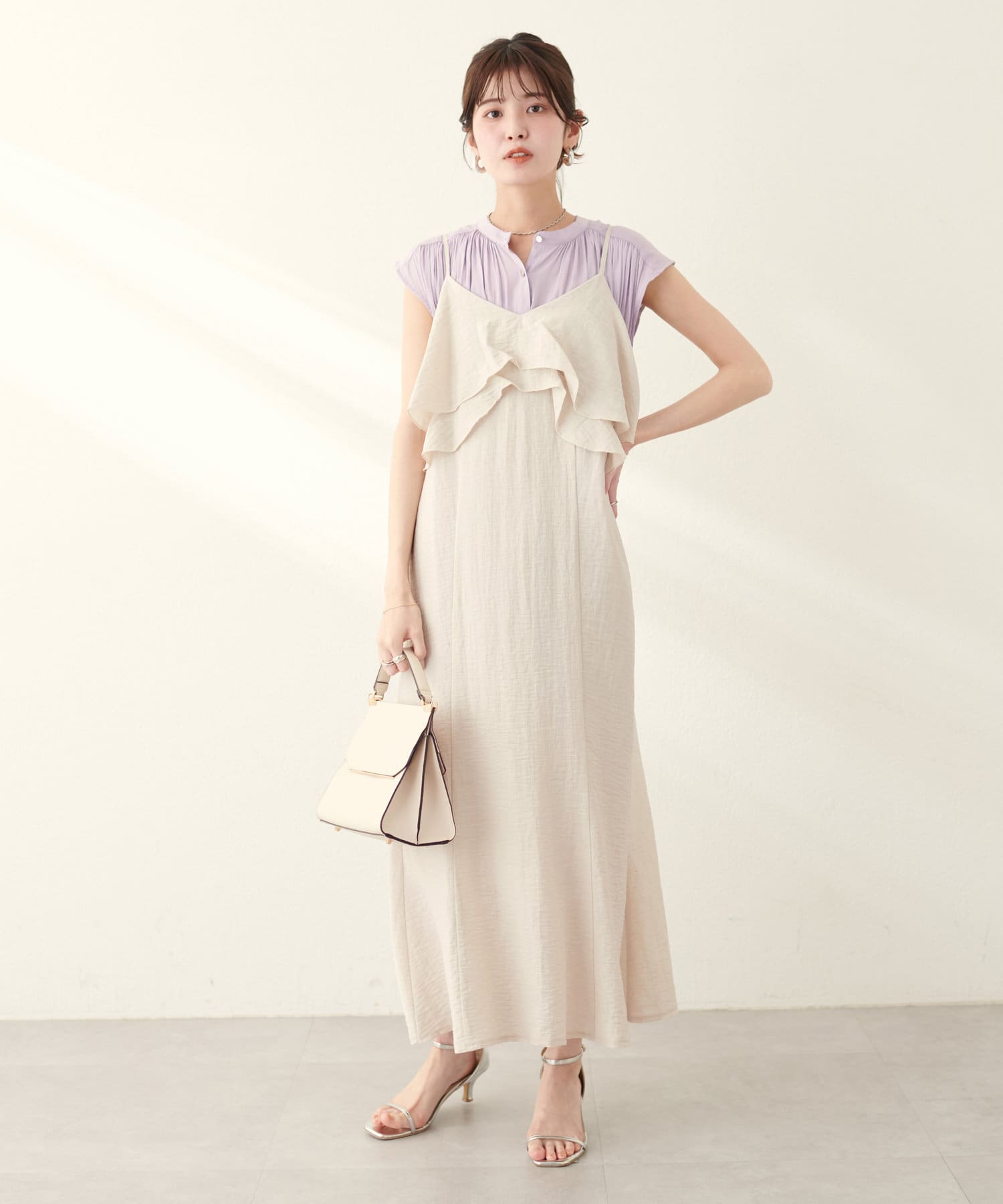 綿麻シアーWフリルキャミワンピース | natural couture