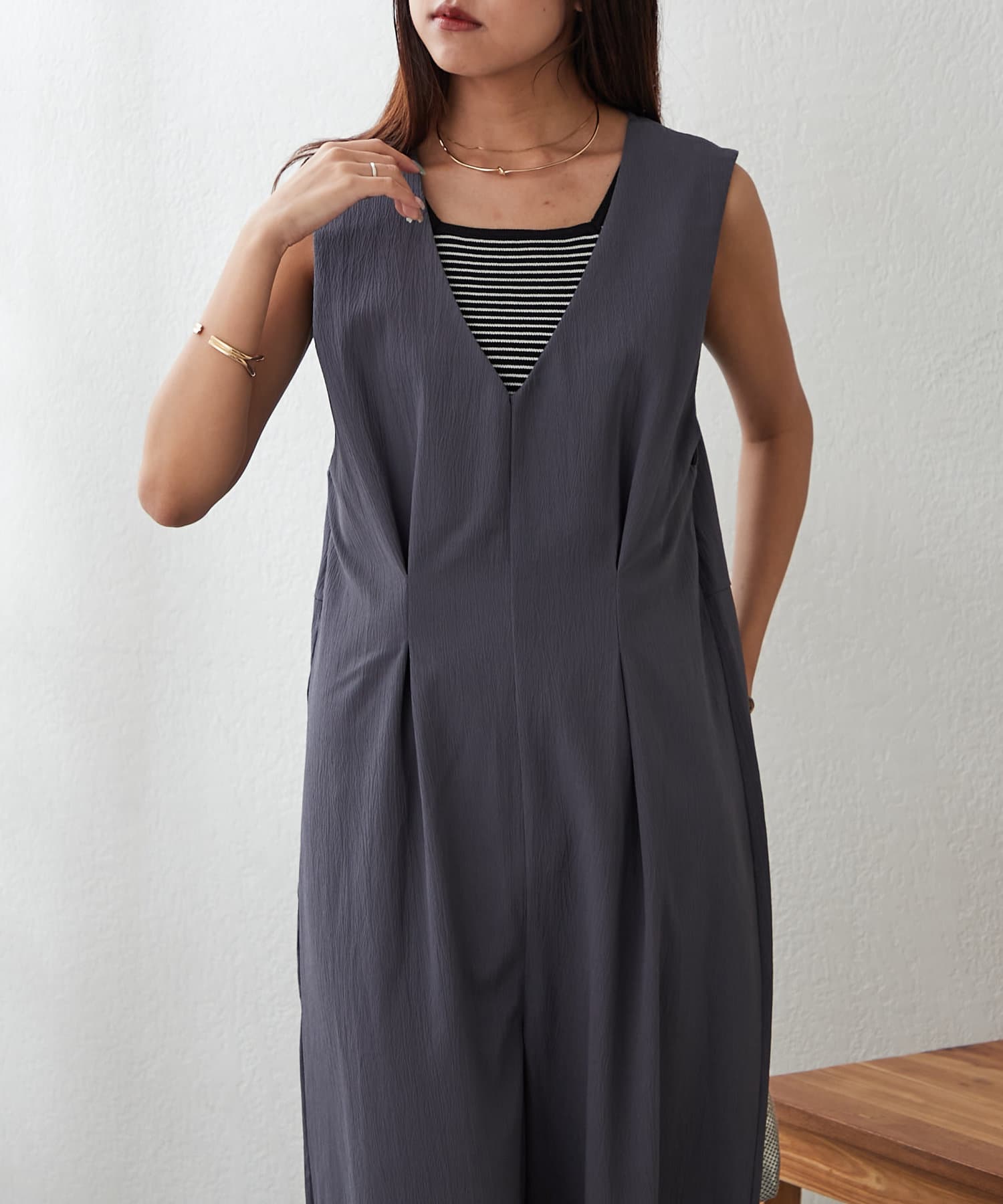 Remind me and forever(リマインドミーアンドフォーエバー) 《細見えシルエット》ウエストタックサロペット