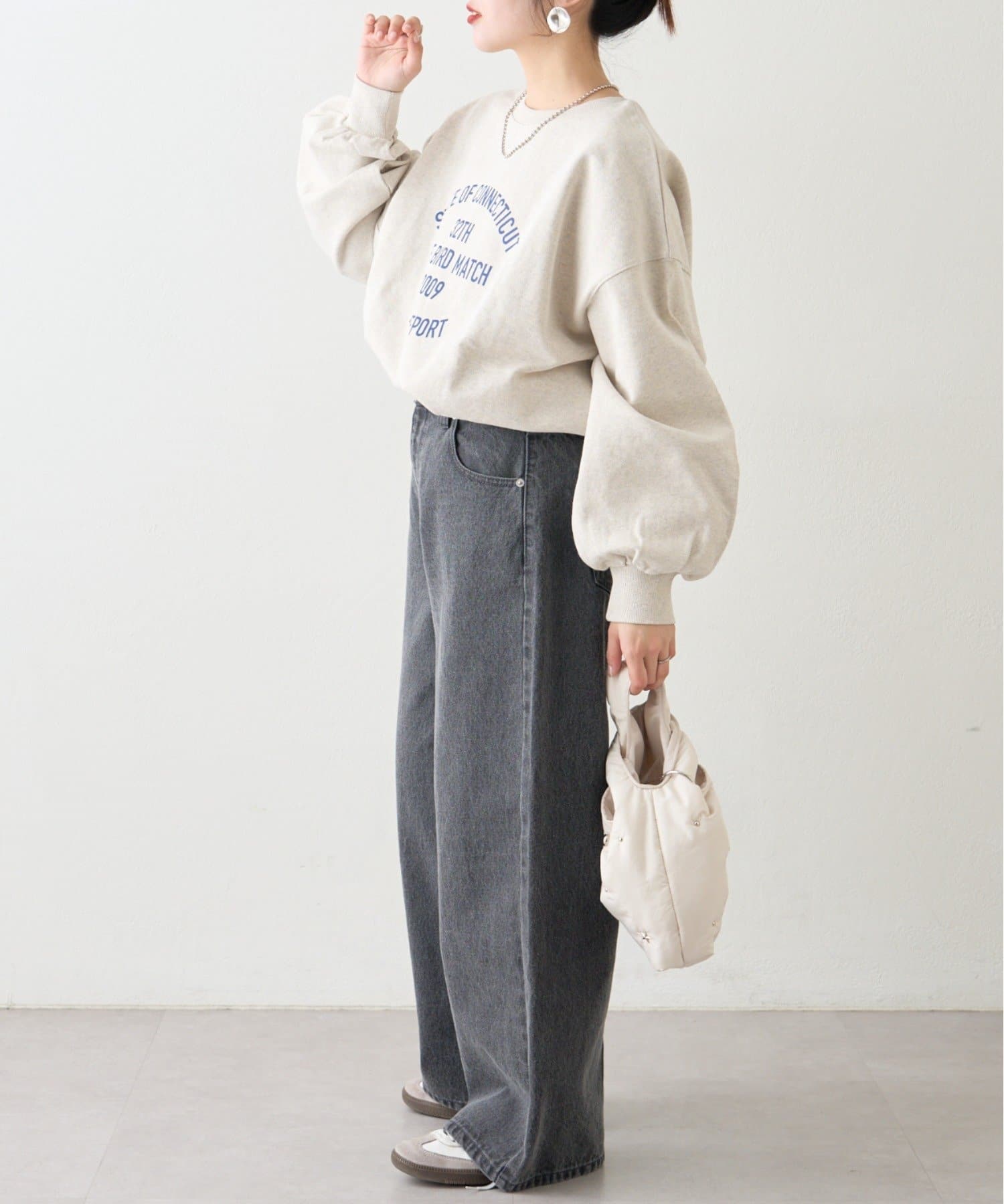 CIAOPANIC TYPY(チャオパニックティピー) サイドスリットバルーンスリーブカレッジスウェット