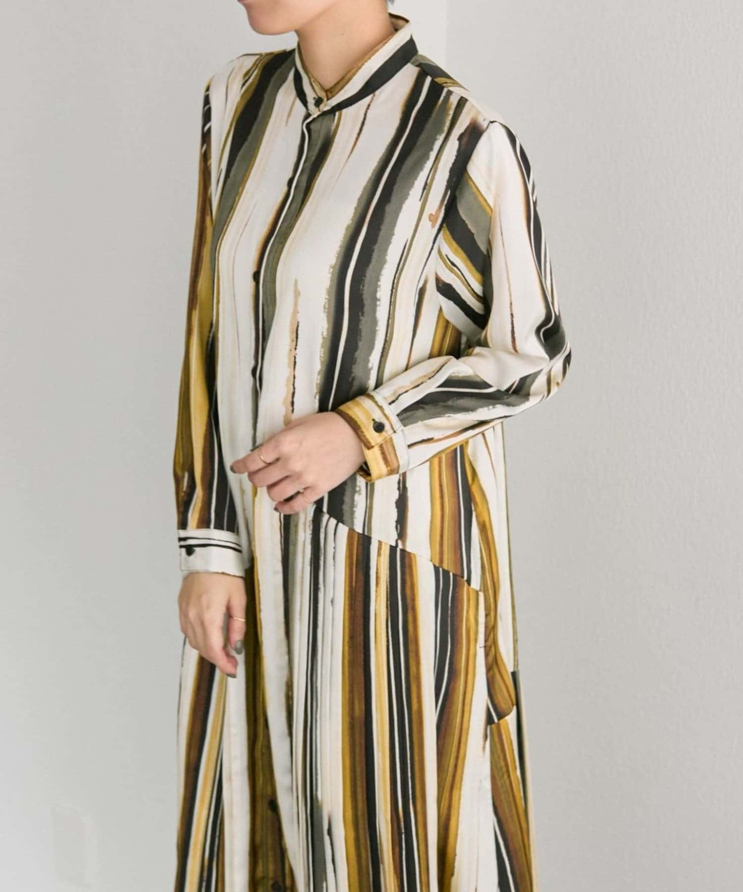 ear PAPILLONNER(イア パピヨネ) 《オケージョン/動画あり》長袖斜めプリーツワンピース【SUM1 STYLE(スミ スタイル)】