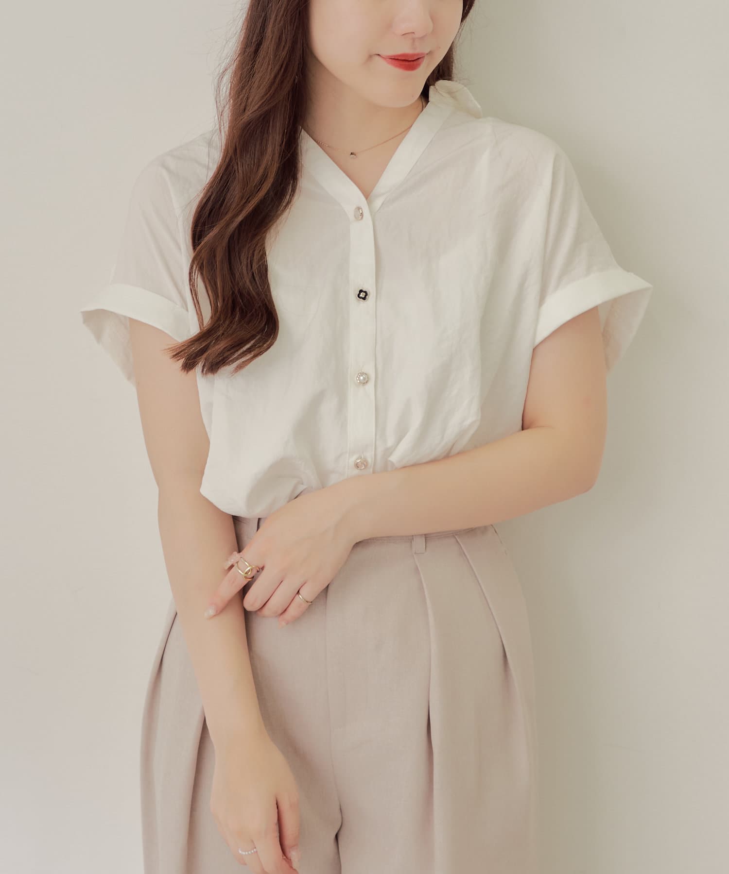 Remind me and forever(リマインドミーアンドフォーエバー) 【nao】後レースアップタケノコタックブラウス