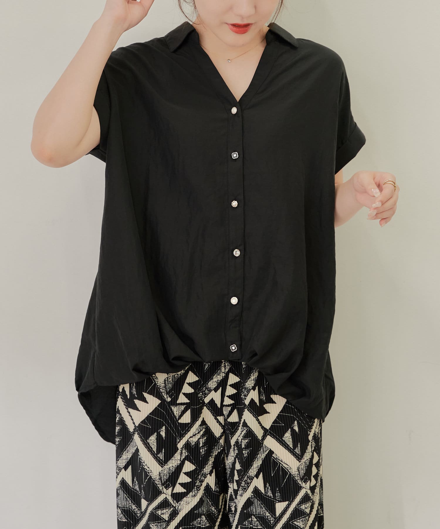 Remind me and forever(リマインドミーアンドフォーエバー) 【nao】後レースアップタケノコタックブラウス