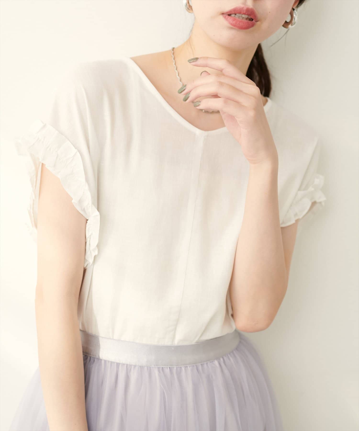 osono前後2WAY袖口ミニフリルブラウス | natural couture