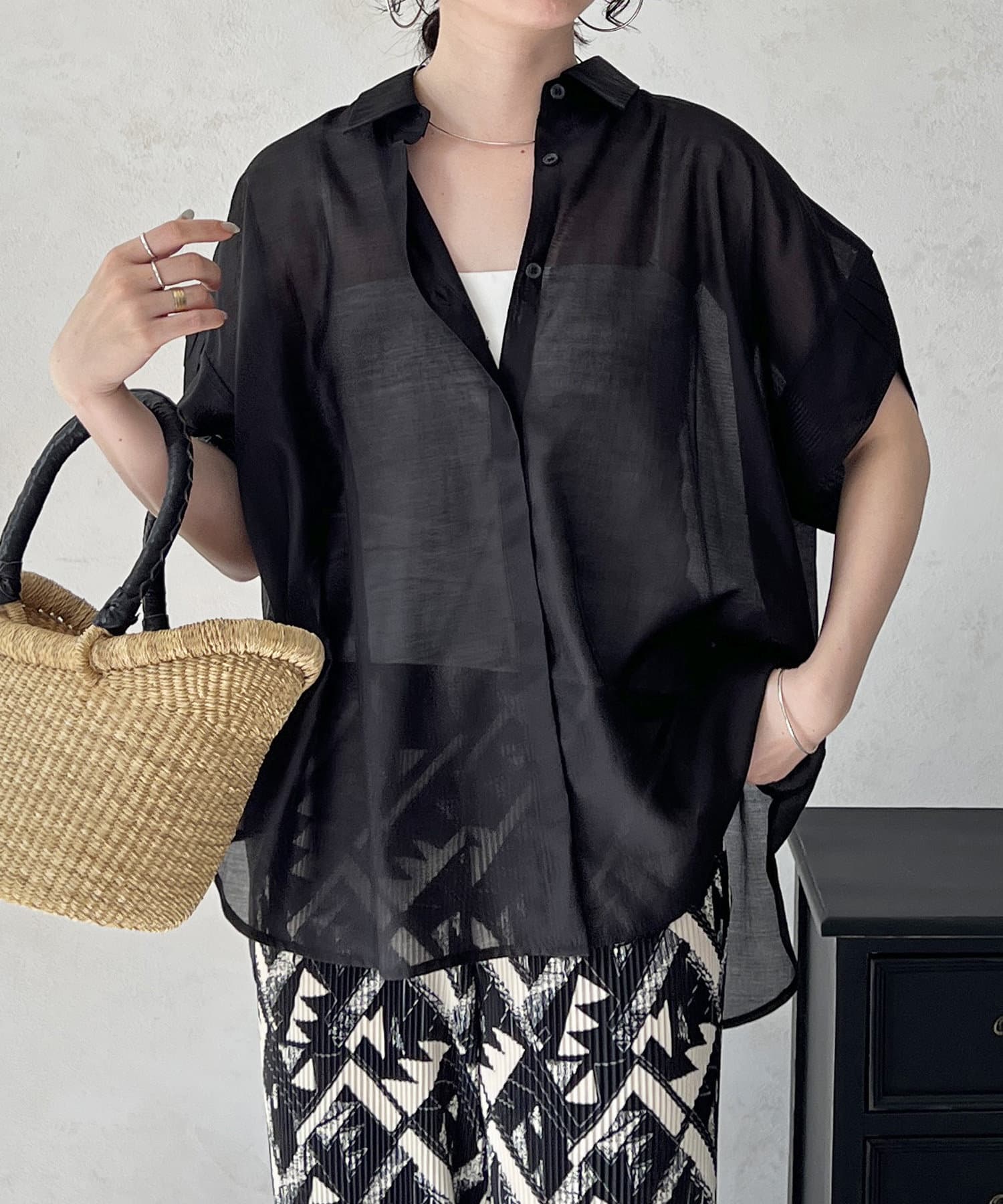 Croisiere(クロジエール) シアーノースリーブシャツ