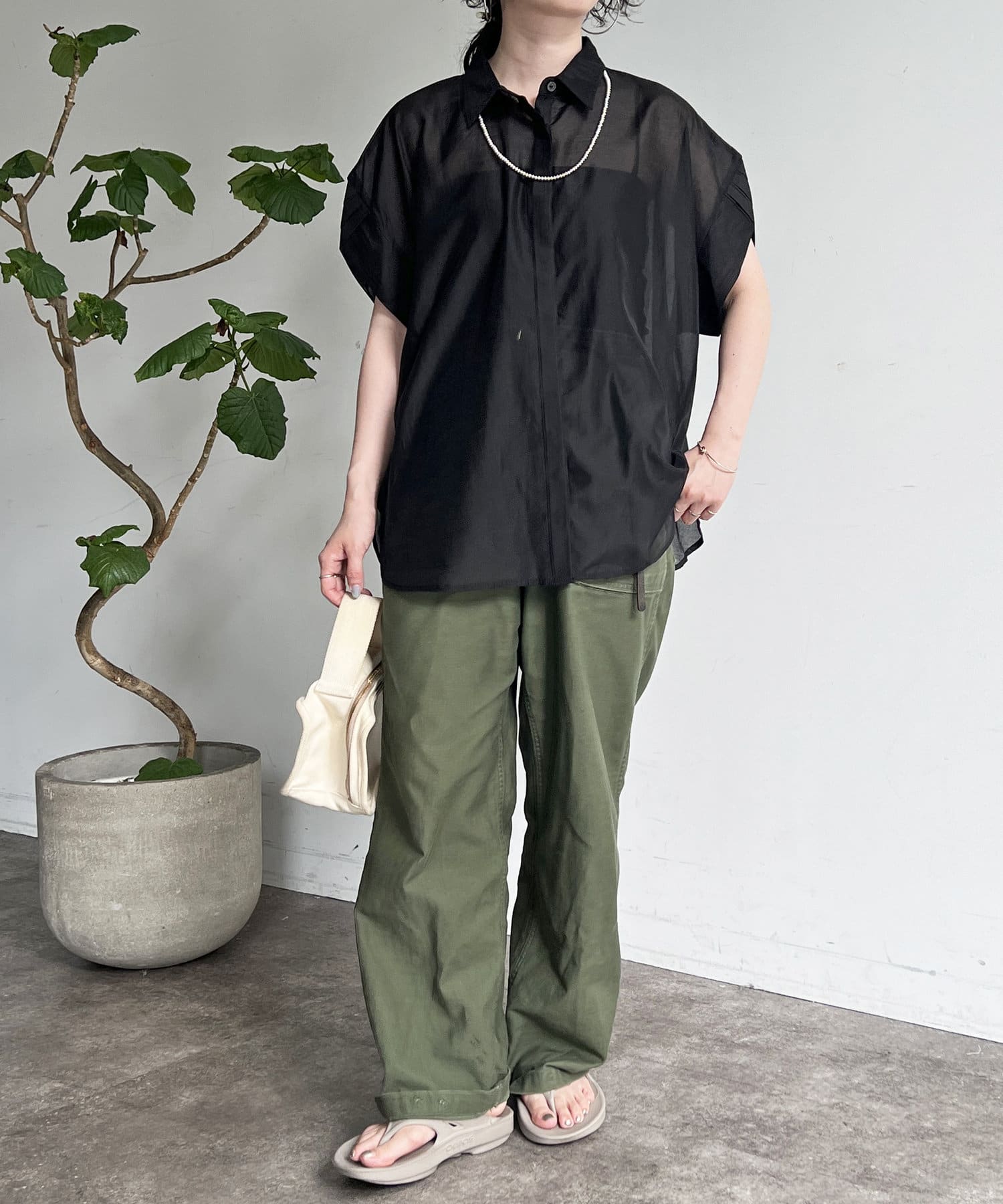 Croisiere(クロジエール) シアーノースリーブシャツ