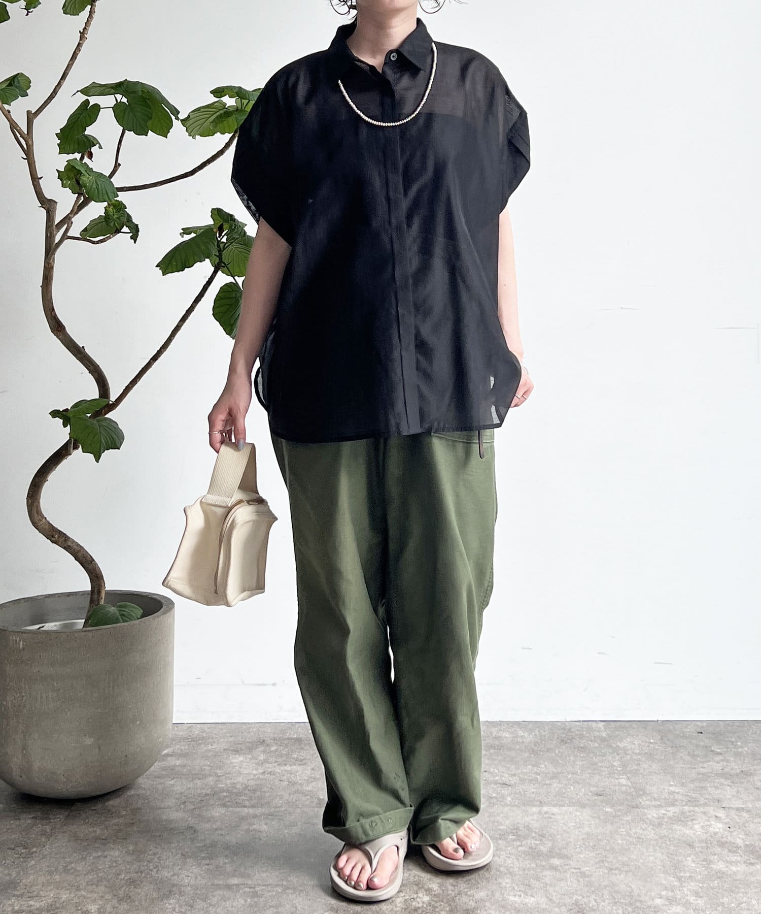 Croisiere(クロジエール) シアーノースリーブシャツ