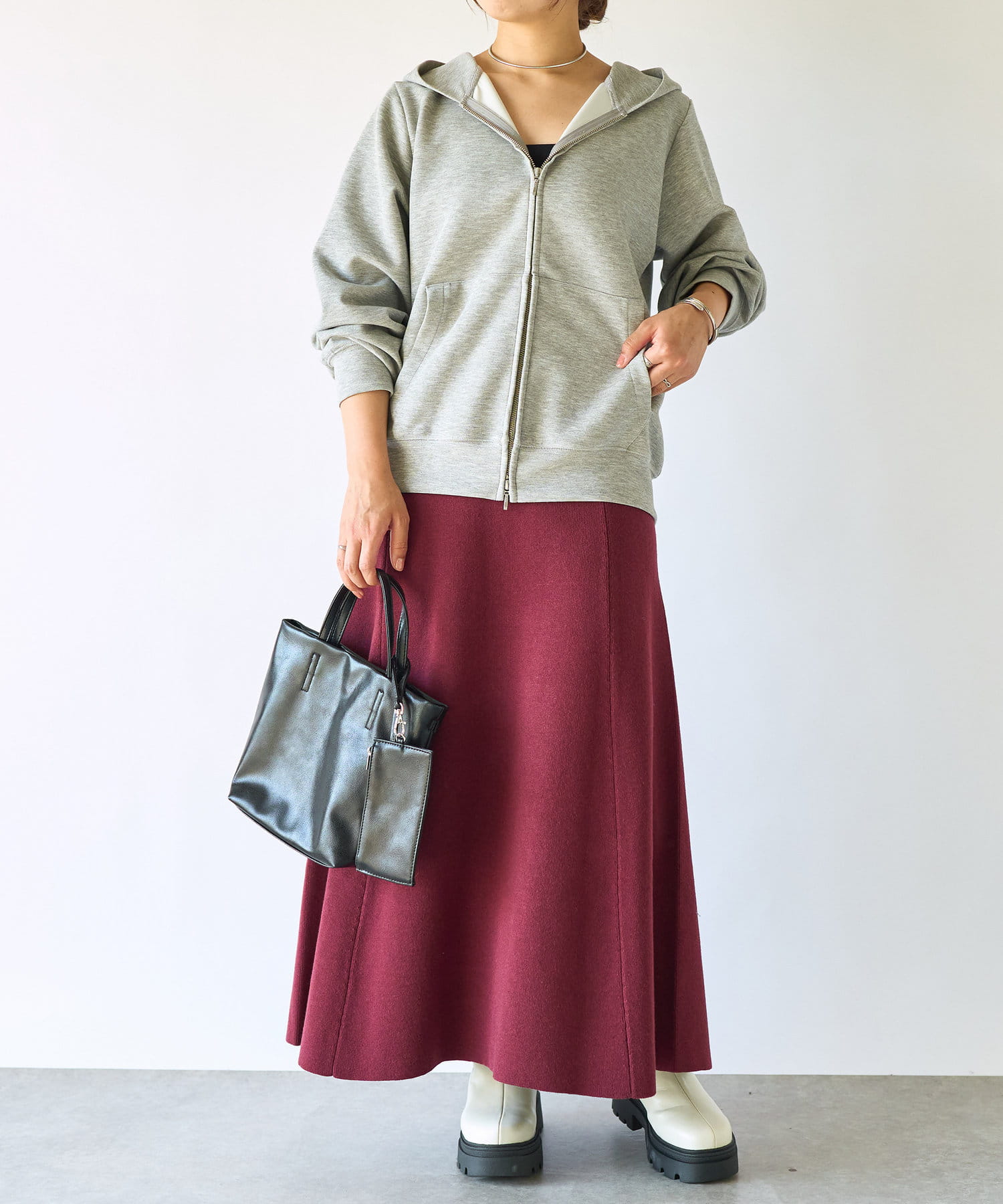 un dix cors(アンディコール) 《端境期の羽織に◎》ボリュームジップフーディ―