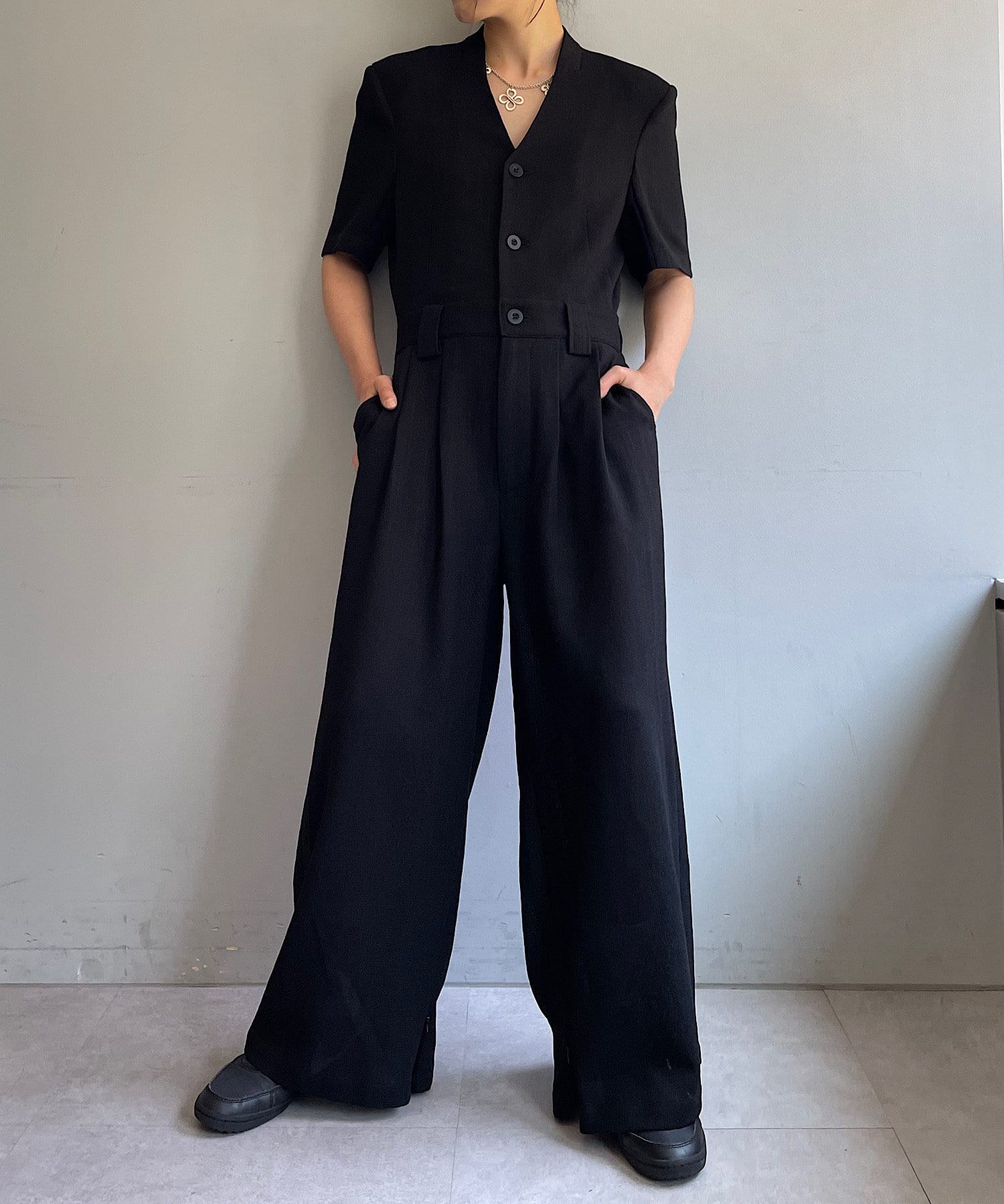 Pasterip(パセリ) レディース KARAMI short sleeve jump suit ブラック