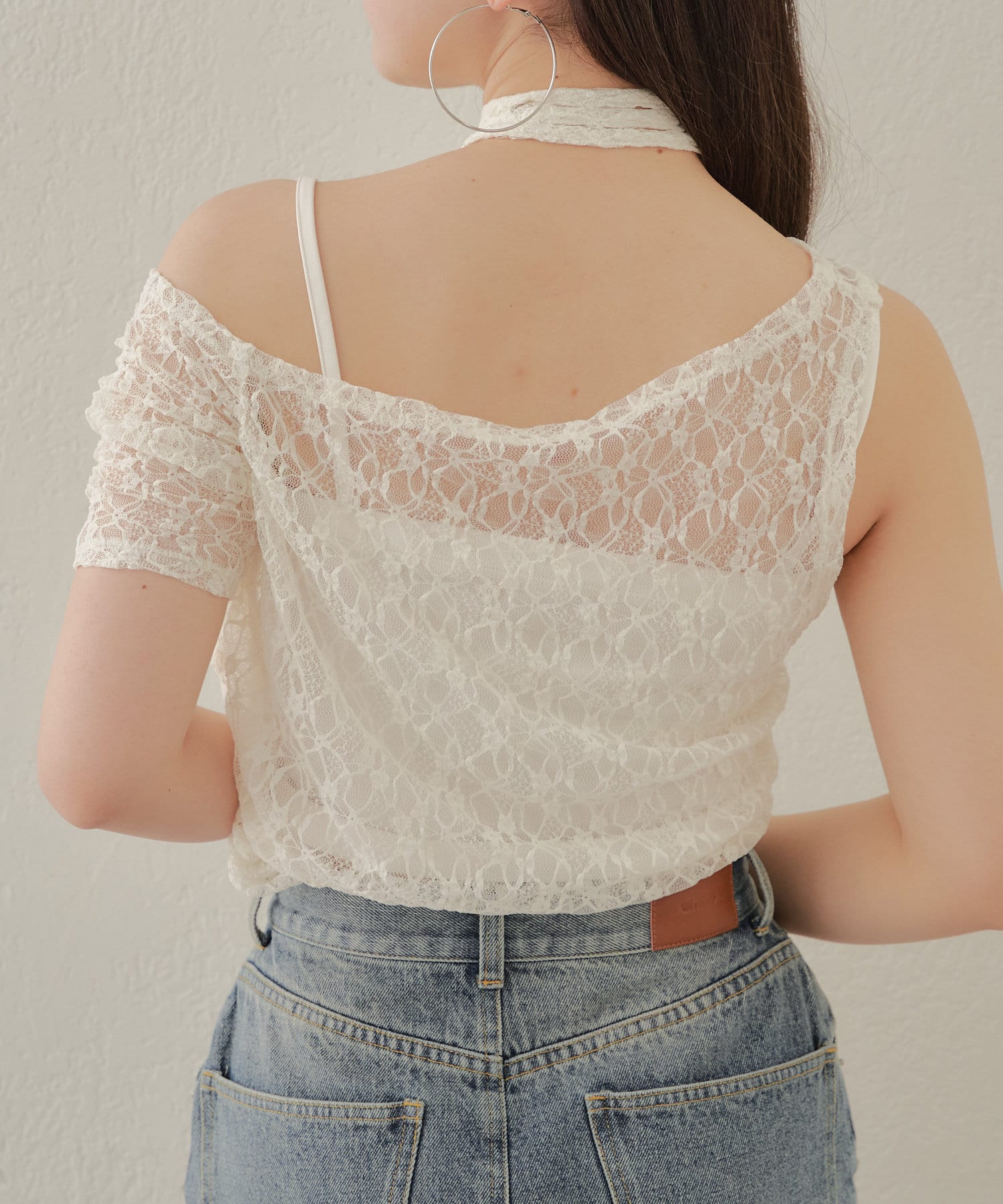 新品・未開封♡Darich♡レースチョーカーコンパクトTシャツ　BLK PHILLY】チョーカーデザインドットトップス（Tシャツ/カットソー
