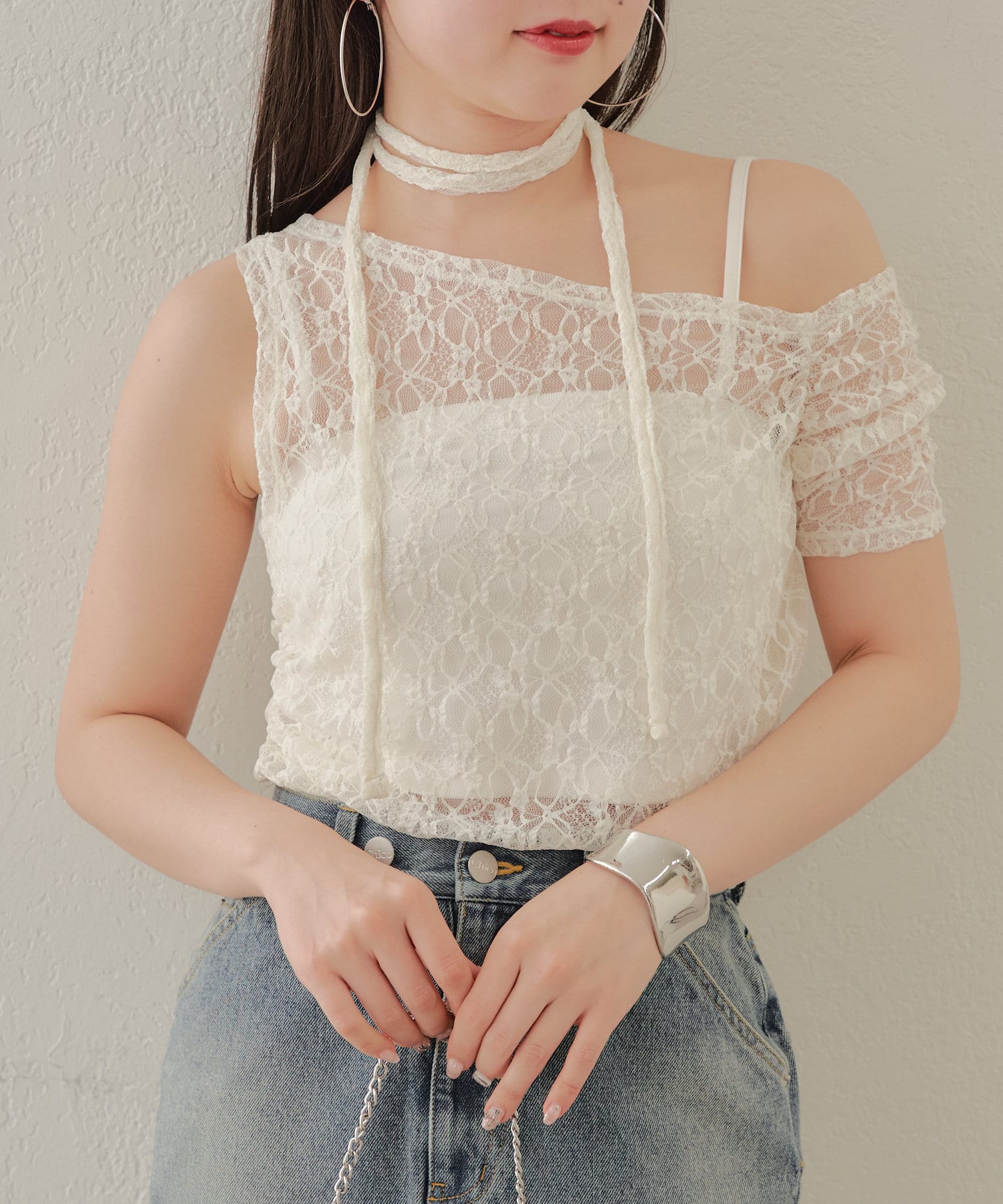 新品・未開封♡Darich♡レースチョーカーコンパクトTシャツ　BLK 新品タグ付 ダーリッチ レースチョーカーコンパクトTシャツ