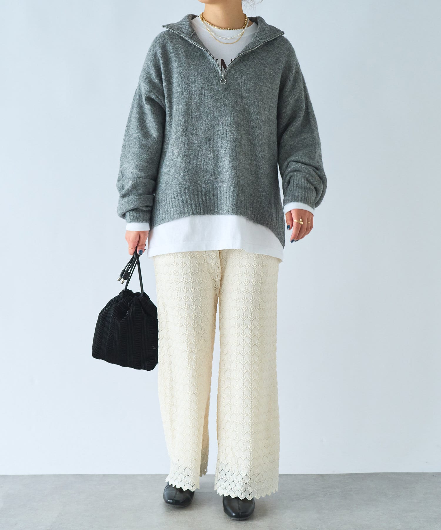 un dix cors(アンディコール) 《ウエストはストレスフリー》バルファスレースパンツ